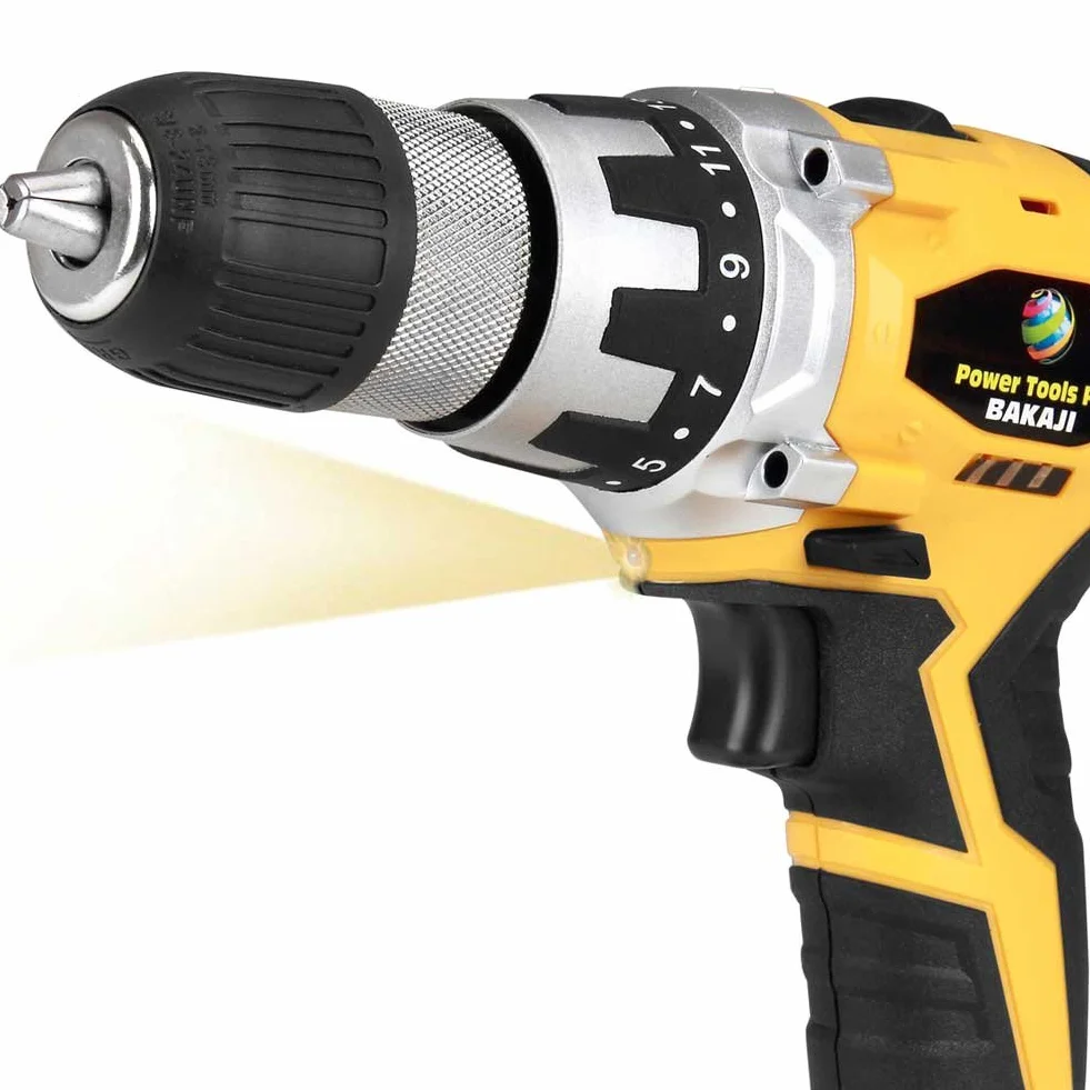 Bakaji Power Tools Wiertarka litowo-akumulatorowa w walizce akumulatorowa podwójna prędkość (wiertarka 20V + 2 baterie litowo-jonowe)
