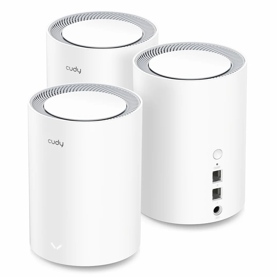 Cudy Router WiFi 6 Mesh WiFi, AX1800 Whole Home Mesh WiFi System Gigabit WiFi 6 VPN Router i przedłużacz, Kontrola rodzicielska, Open VPN, 3 Pakiet, zestaw 3 sztuki, bezprzewodowy, M1800, biały