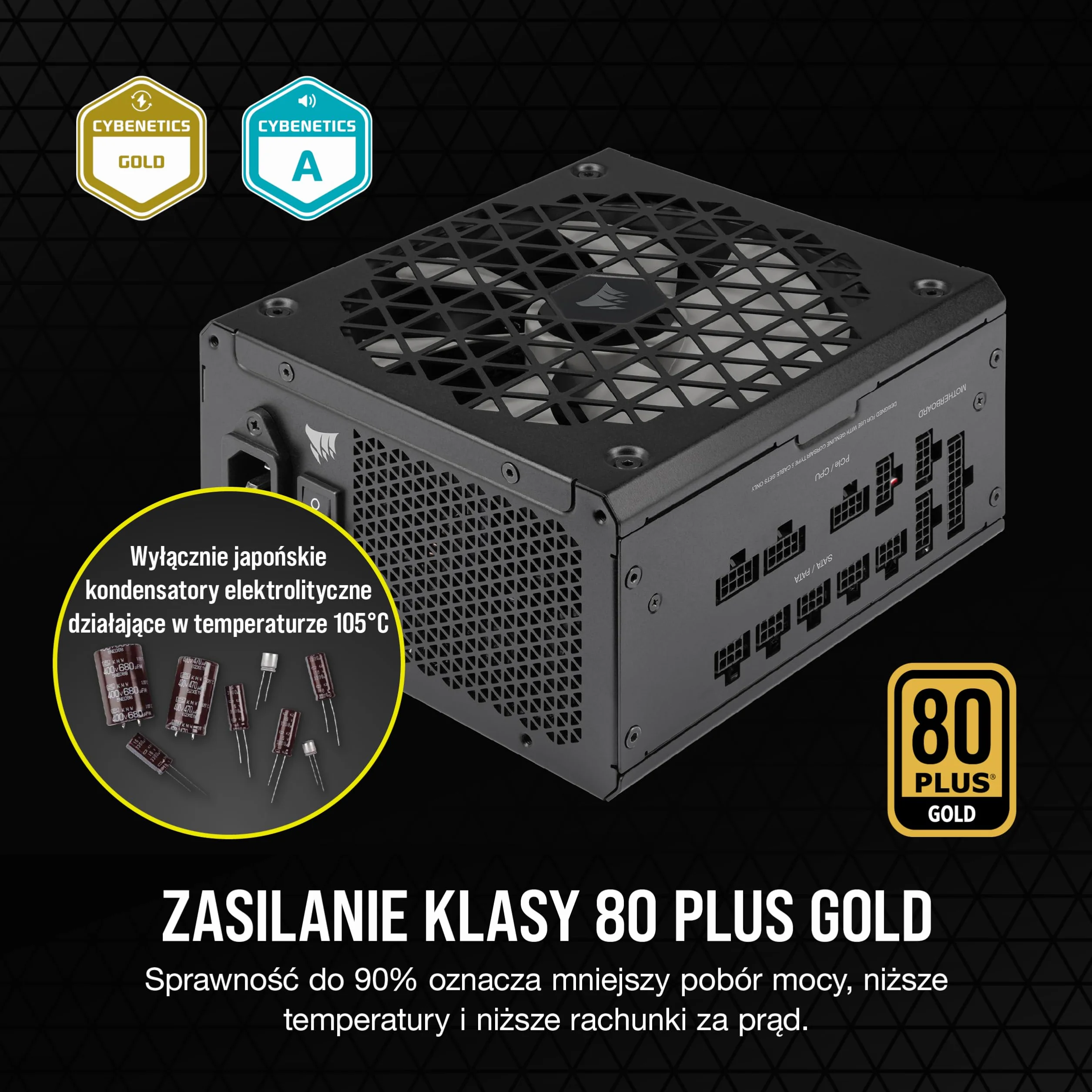 Corsair RM850x SHIFT W pełni modułowy zasilacz ATX 3.1 PCIe 5.1 80 PLUS Gold Czarny