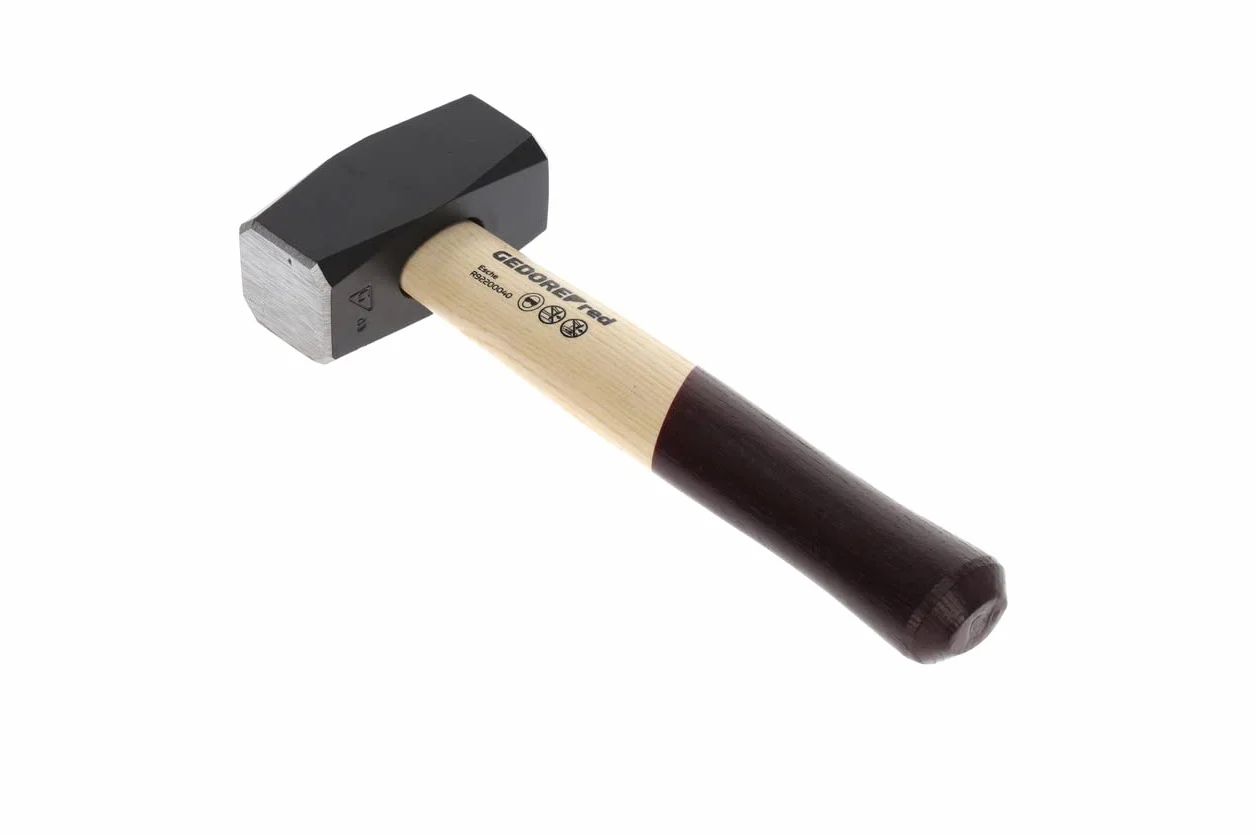 GEDORE Red Rękawiczki z drewnianym uchwytem, waga głowy 1000 g, młotek z trzonkiem jesionowym, narzędzie, kute, klin pierścieniowy, R92200040