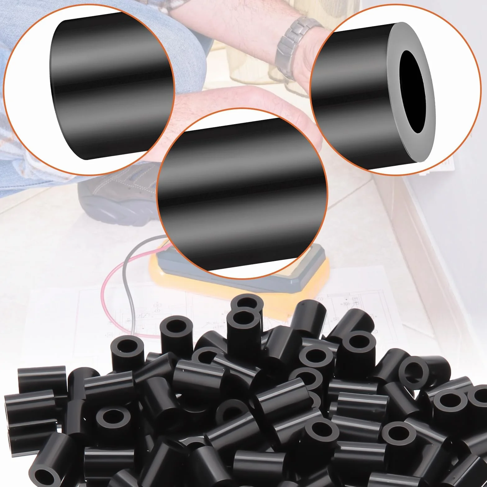 SWTYExt Tuleje Dystansowe M6 z Nylonowej Gumy ABS - 50 Podkładek Izolacyjnych, Okrągłe 11 x 3 mm