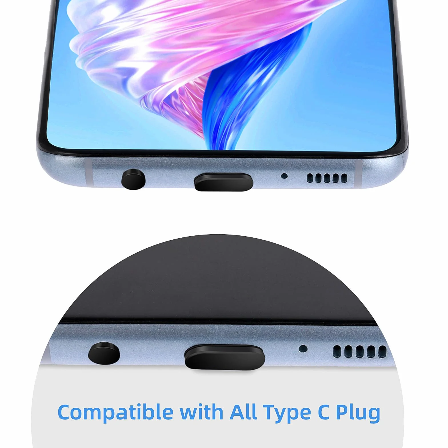 Giantree Zestaw wtyczek przeciwpyłowych USB C silikonowy czarny 20 szt.
