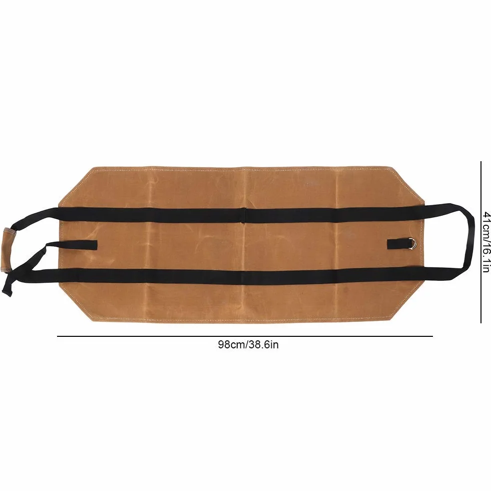 Wspornik muchowy woskowane płótno wodoodporne duży przenośny uchwyt na drewno opałowe pocket log carrier dead f u r ogród kłody na drewno opałowe Dead Log Holder Birchwood Stand