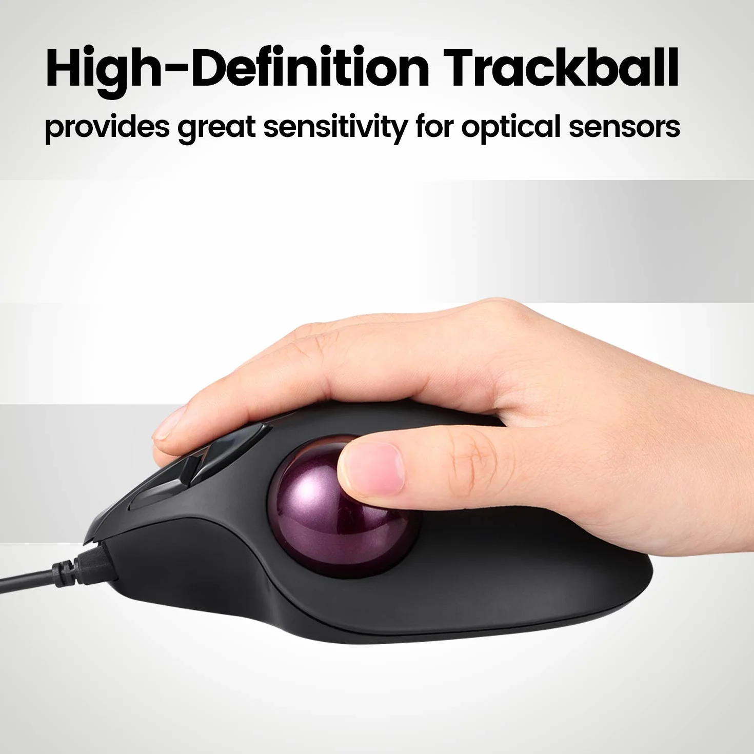 Perixx 34 mm Trackball - Błyszczące Wykończenie - Prędkość - Kompatybilny z M570 Trackball - Czerwony