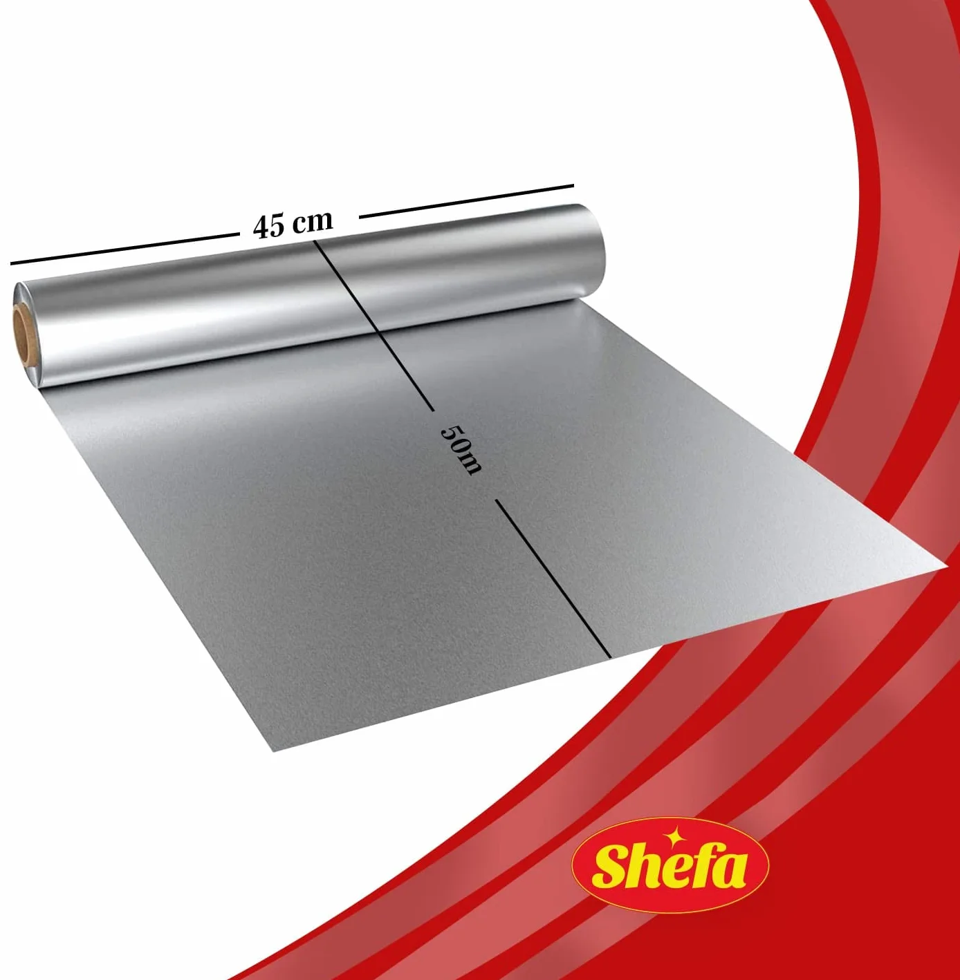 Shefa Rolka folii aluminiowej 45 cm x 50 metrów 18 mikronów