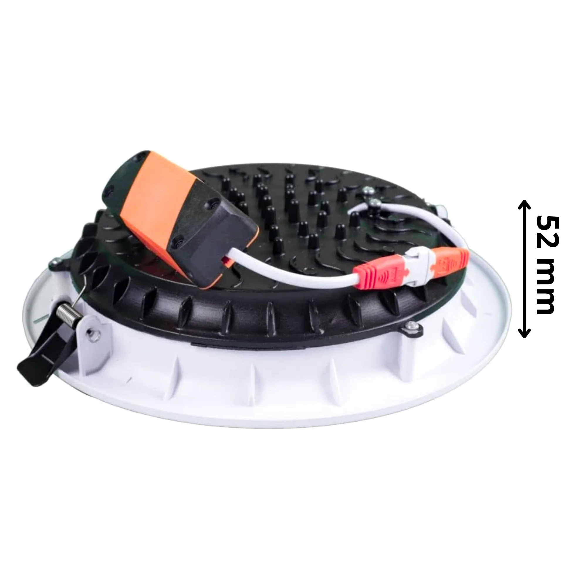 Jandei COB 30 W, wpuszczany reflektor LED, okrągła rama aluminiowa, biała, 212 x 52 mm (otwór wpuszczany 185 mm), 2700 lm, IP44, idealny do salonu, kuchni, łazienki - 5 sztuk (zimne światło 600K)
