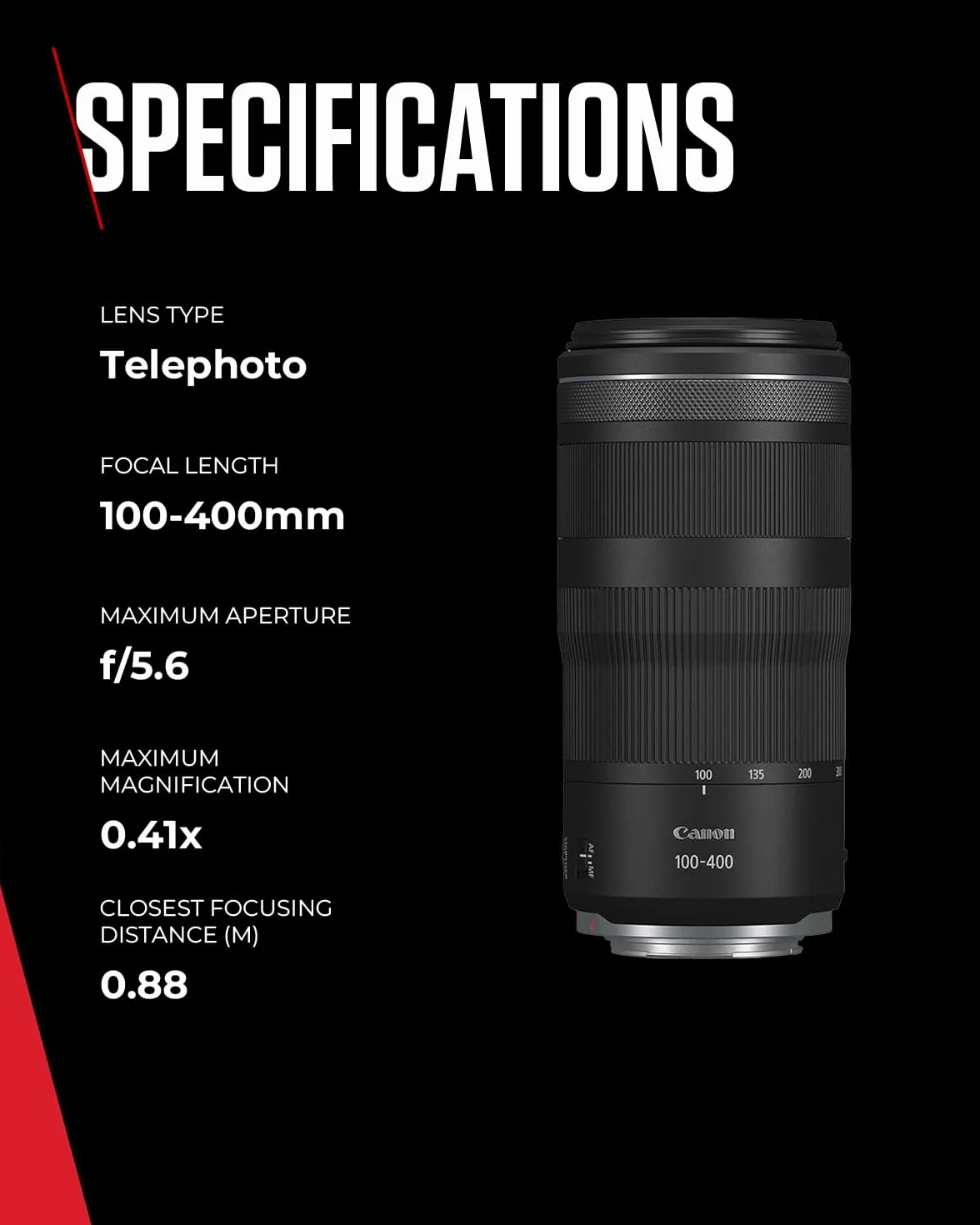Canon RF 100-400mm F5.6-8 IS USM Teleobiektyw czarny