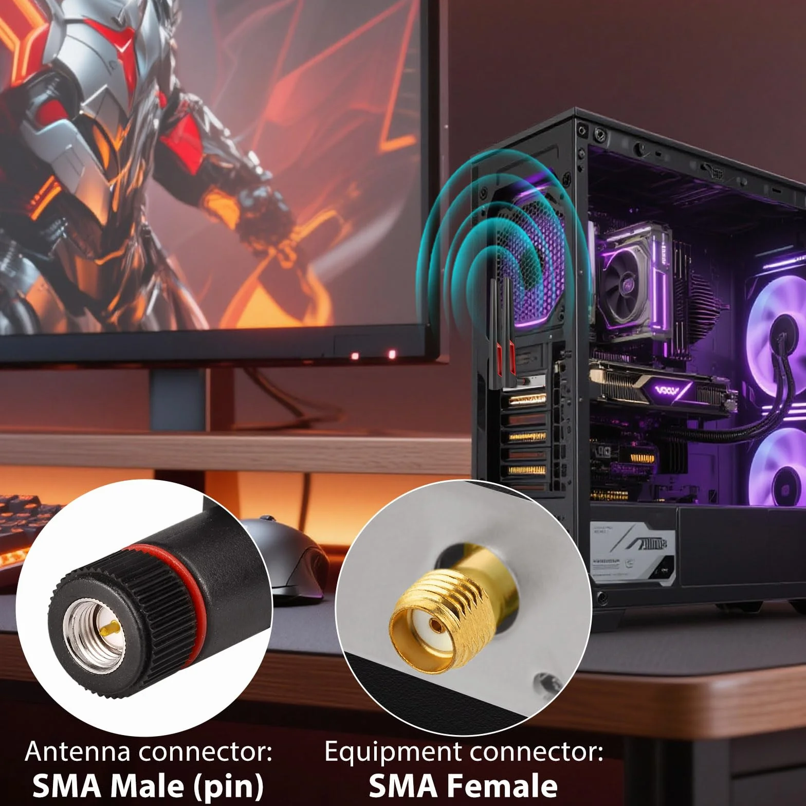 Superbat Dwuzakresowa Antena WiFi 2,4 GHz 5 GHz 5,8 GHz SMA dla Routera Sieciowego (2-pak)