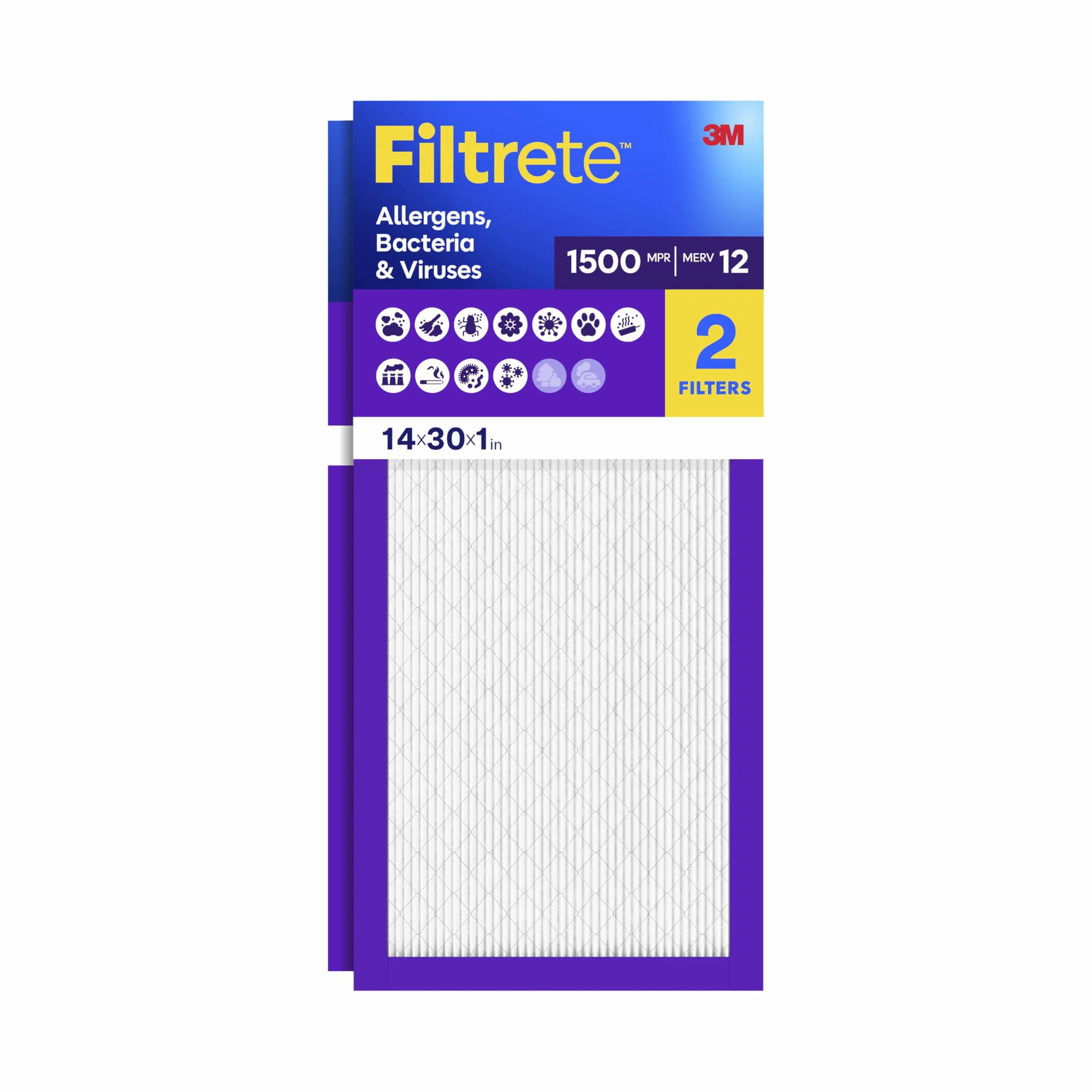 Filtrete 14 x 30 x 1 filtr powietrza do pieca AC, MERV 12, MPR 1500, certyfikowany astma i przyjazny dla alergików, 3-miesięczny plisowany 1-calowy elektrostatyczny filtr do czyszczenia powietrza,