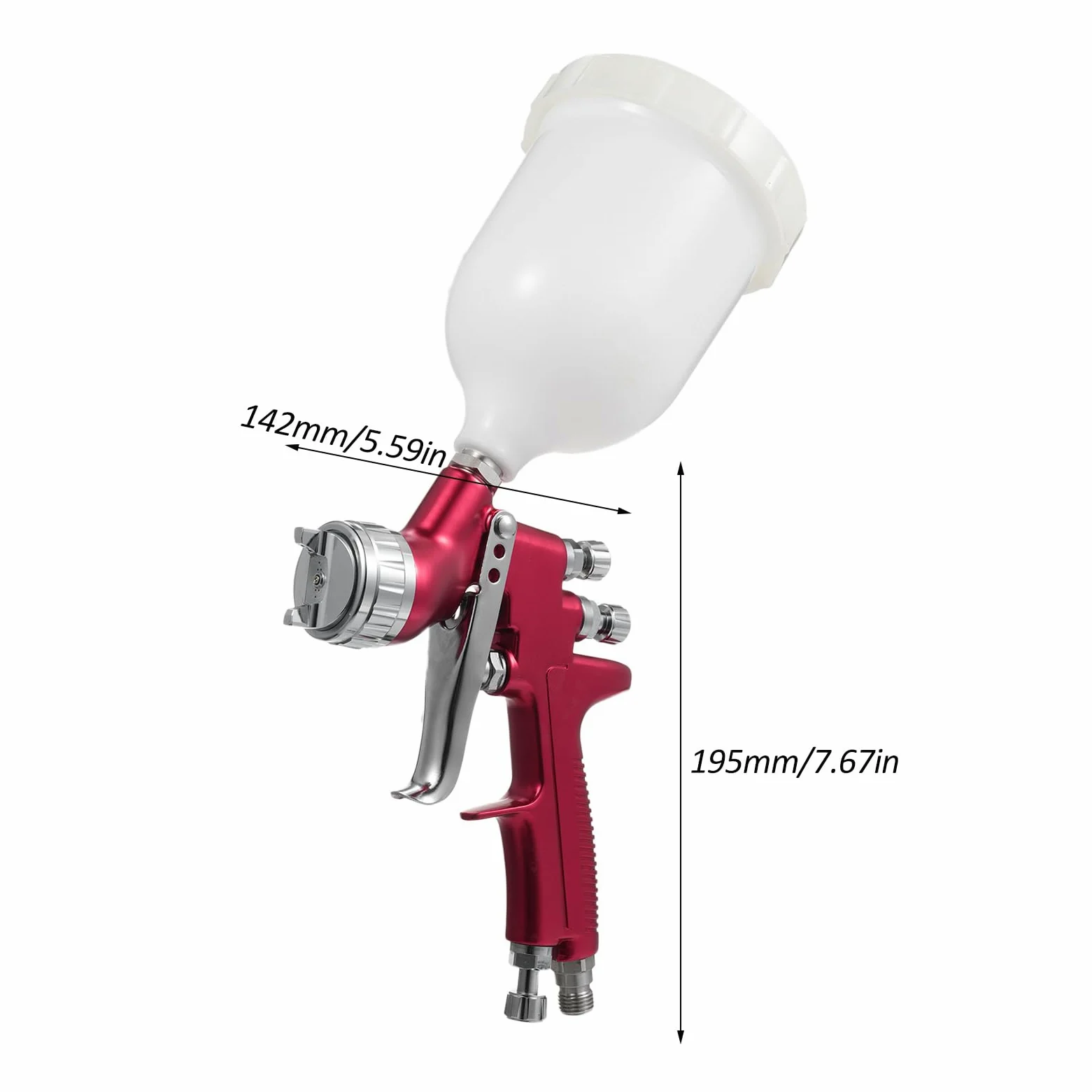 AUNMAS Opryskiwacz Do Farby Opryskiwacz Metalowy Do Korpusu z dyszą 1,4 Mm Kubek Zasilający o Pojemności 600 Ml Regulowany Wzór i Kontrola Ciśnienia Lakierowania Samochodu Lakier Mebli Użytku Domowego