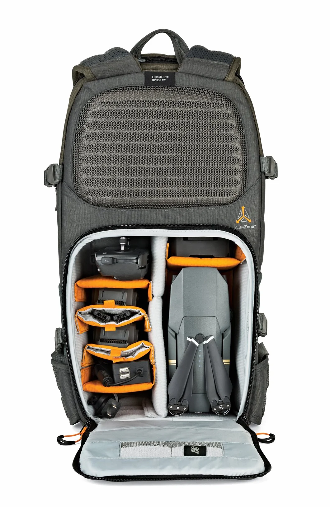 Lowepro Flipside Trek 350 AW plecak, na aparat fotograficzny, na lustrzankę cyfrową i wiele obiektywów, torba na tablet, akcesoria do aparatu, statyw, kolor szary