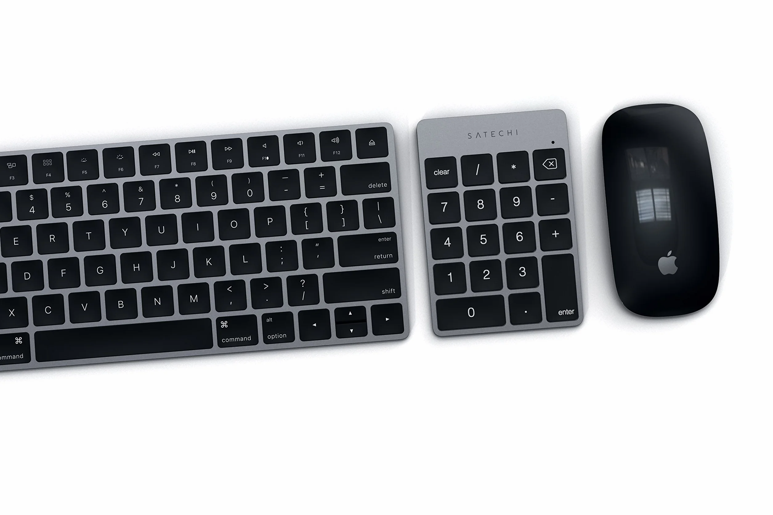 SATECHI Smukła aluminiowa bezprzewodowa klawiatura Bluetooth - rozszerzenie o 18 klawiszy do wprowadzania danych Excel do iMac, MacBooka Pro, iPad, iPhone, Lenovo i innych (kosmiczna szara)