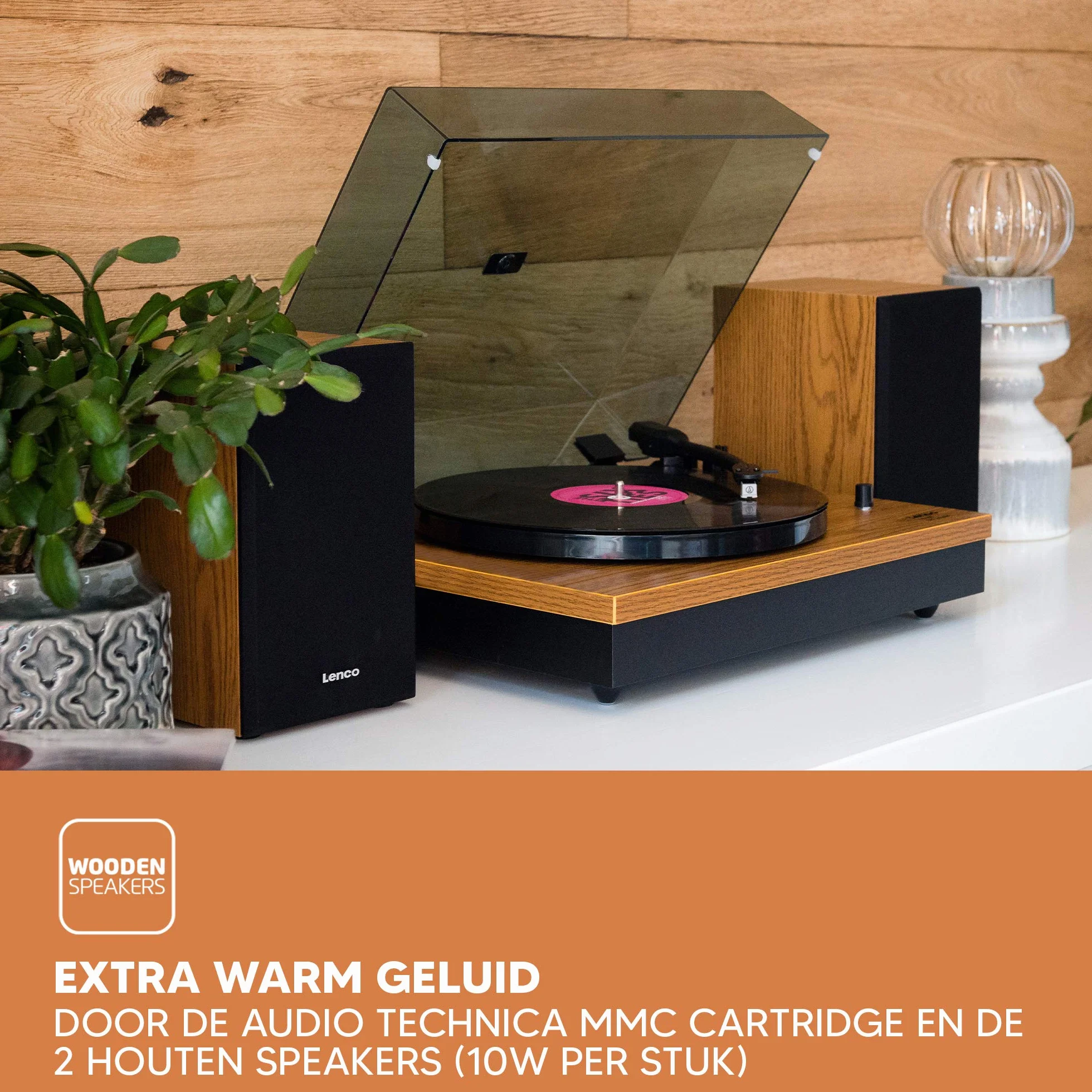 Lenco Ls-300 Wood Giradischi con Diffusori Acustici Bluetooth