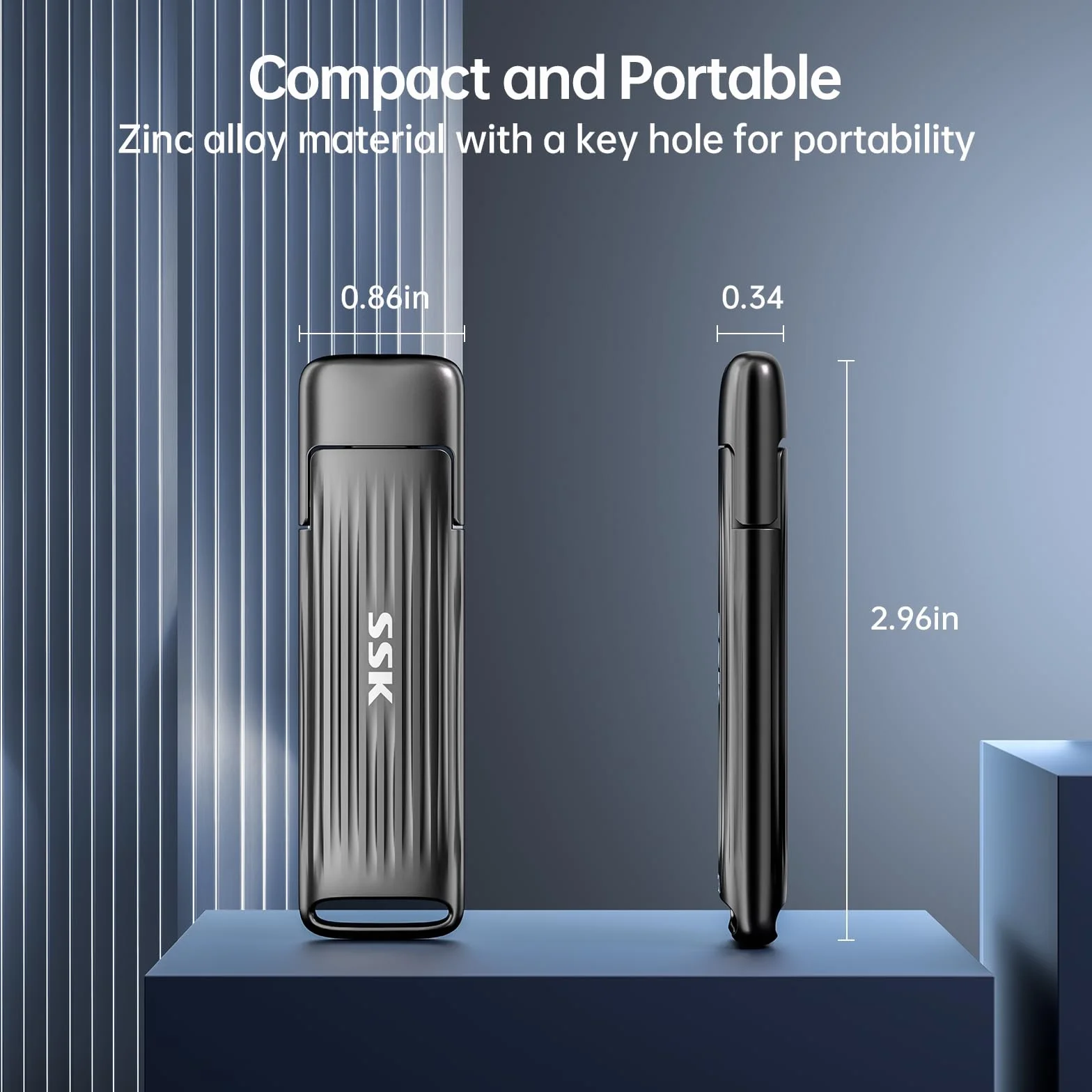 SSK Pamięć USB C SSD 1TB 2000MB/s USB3.2 Gen2x2 przenośny zewnętrzny dysk SSD Flash Thumb Drive kompatybilny z Android Mac Laptop iPhone 15/16 4K