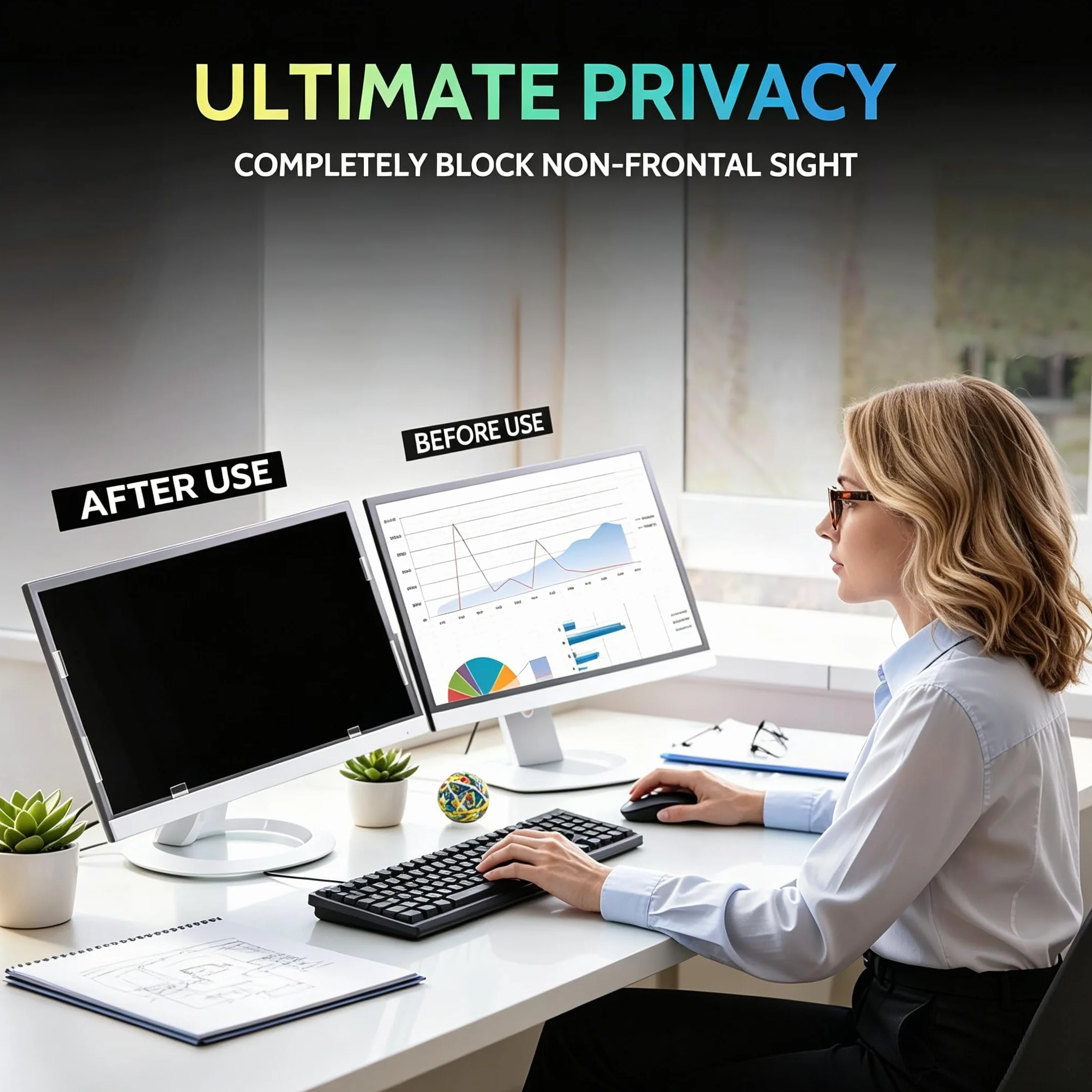 Łatwo zdejmowany filtr prywatności komputera, kompatybilny monitor iMac, bezramkowy monitor, ekran dotykowy, proporcje obrazu 23,8 cala 16:9, ochrona przed oślepianiem Blue Light Privacy Shield