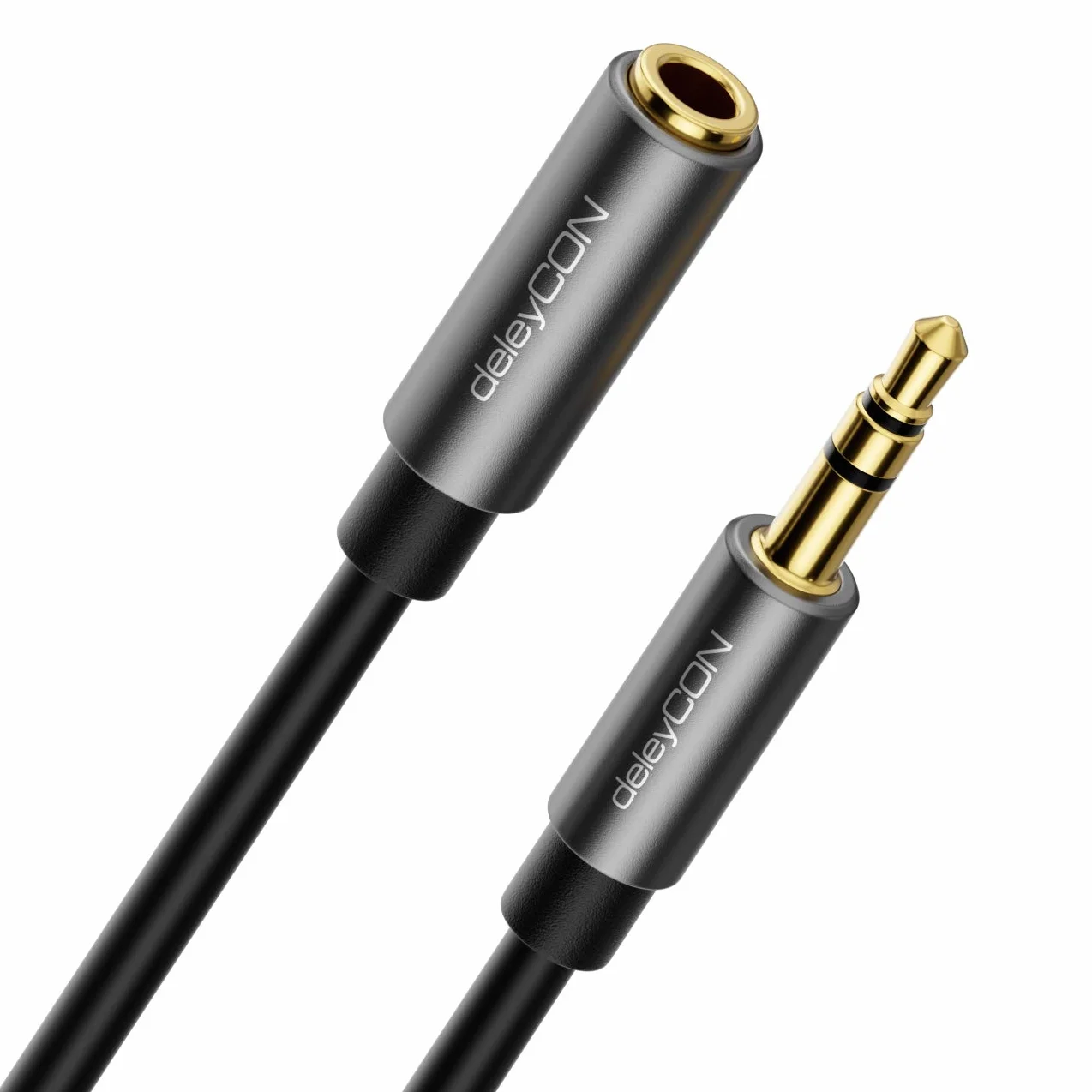 deleyCON 1m Kabel Audio Stereo AUX Klinke Przedłużacz 3,5mm Przewód Audio Przedłużenie Metalowe Wtyki Telefon Smartfon Tablet Słuchawki HiFi Odbiornik (Extra Cienki & Elastyczny)