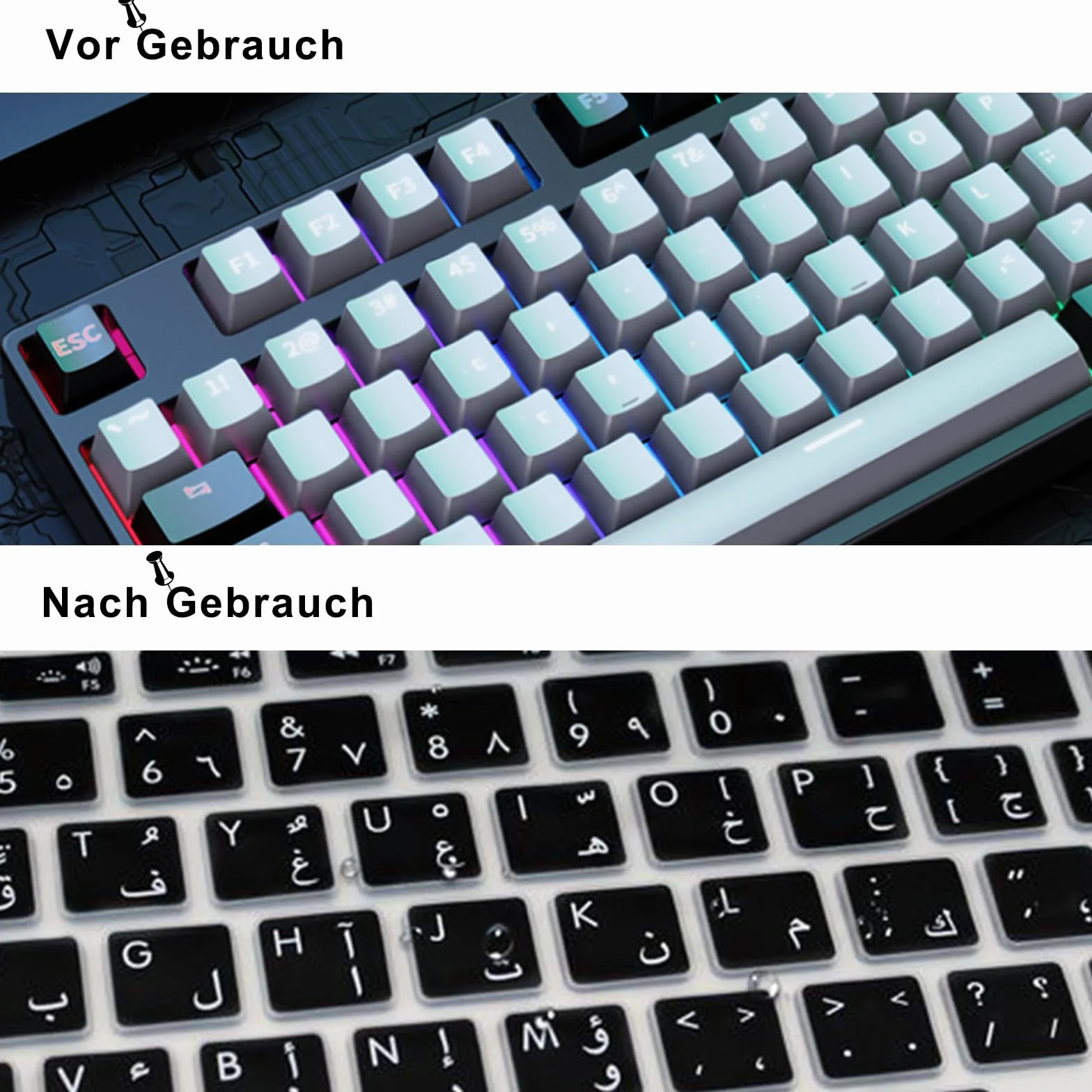Naklejki na klawiaturę, 5 sztuk, arabskie, na klawiaturę standardową, laptopa, Apple 3 czarne, 2 białe