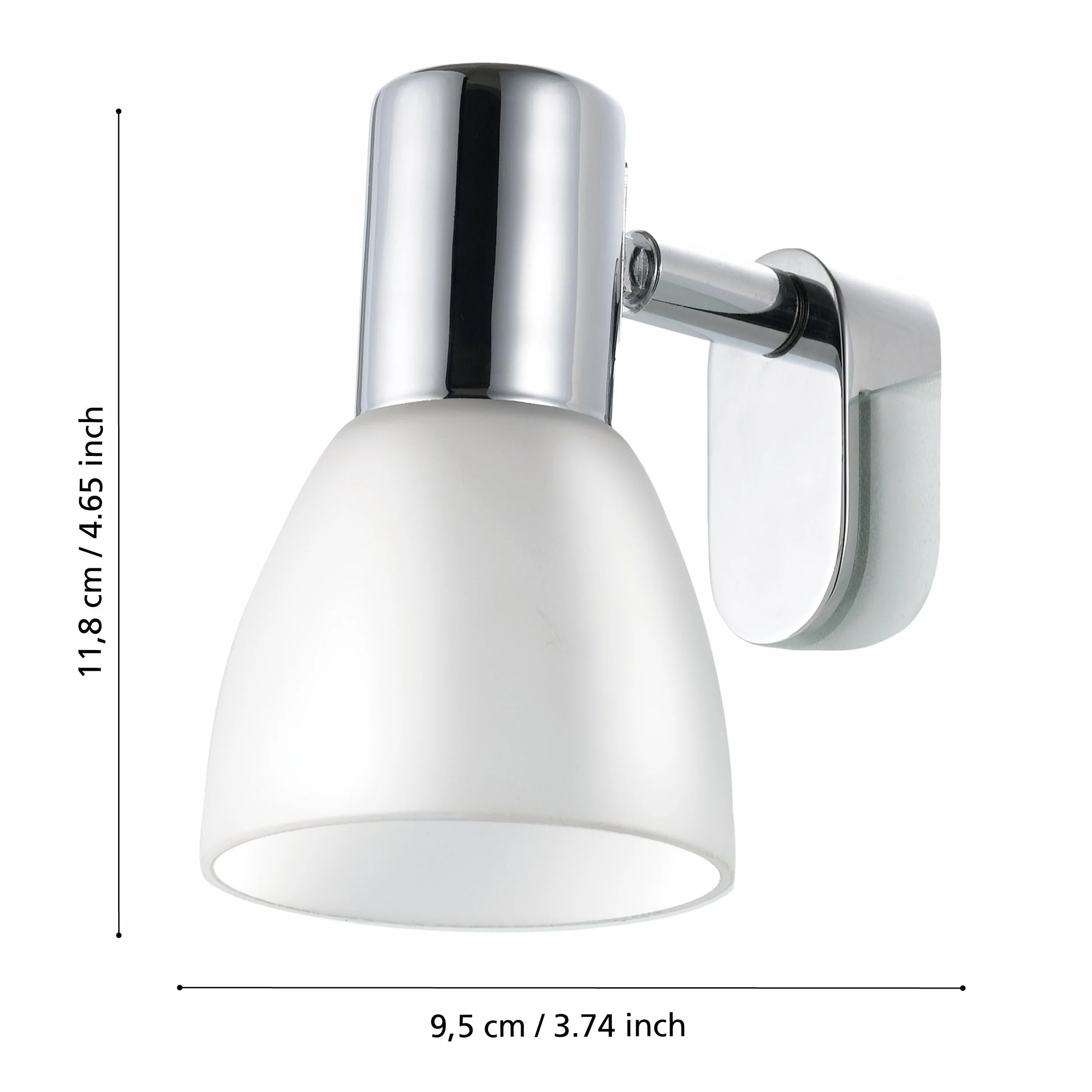 EGLO Naklejka na lustro, lampa ścienna, lampa lustra z metalu i matowego szkła opalowego, lampa łazienkowa w kolorze chromu, biała, lampa do wilgotnych pomieszczeń, IP20, oprawa E14