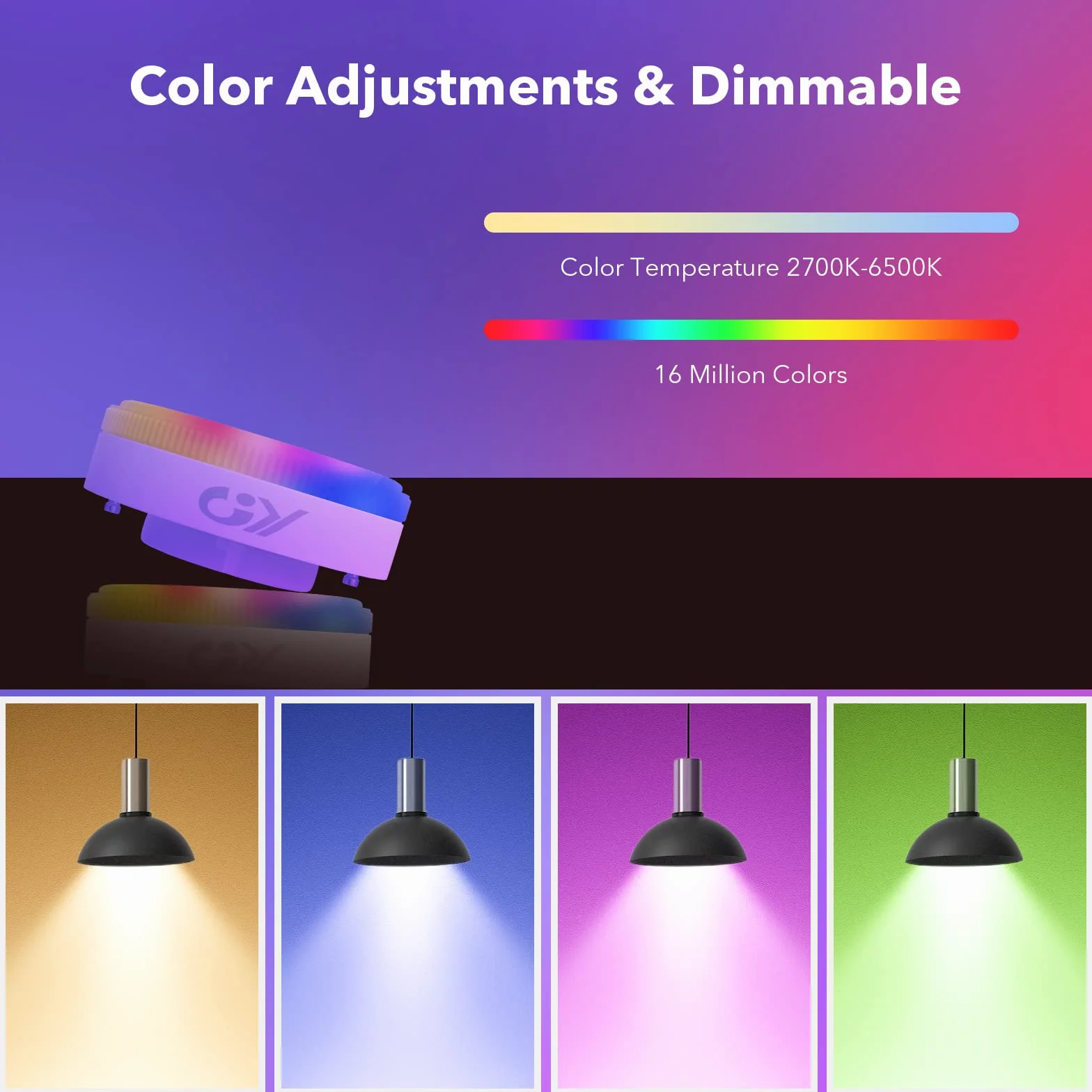 GY Żarówki Led Smart GX53 Żarówka Wifi Lampa RGB Light Bulb Alexa Lamp Remote Lampen 9W 850 Lumen 6 Sztuk