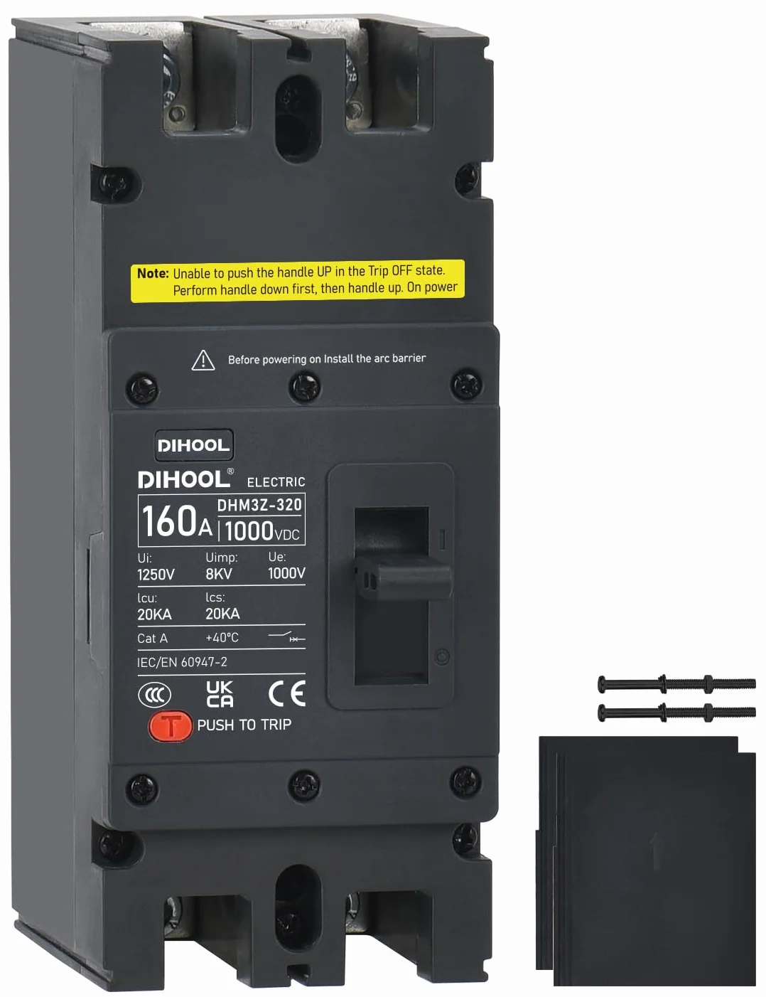 DIHOOL DC 1000V Przełącznik 160A 2P mccb Bezpiecznik akumulatora DC