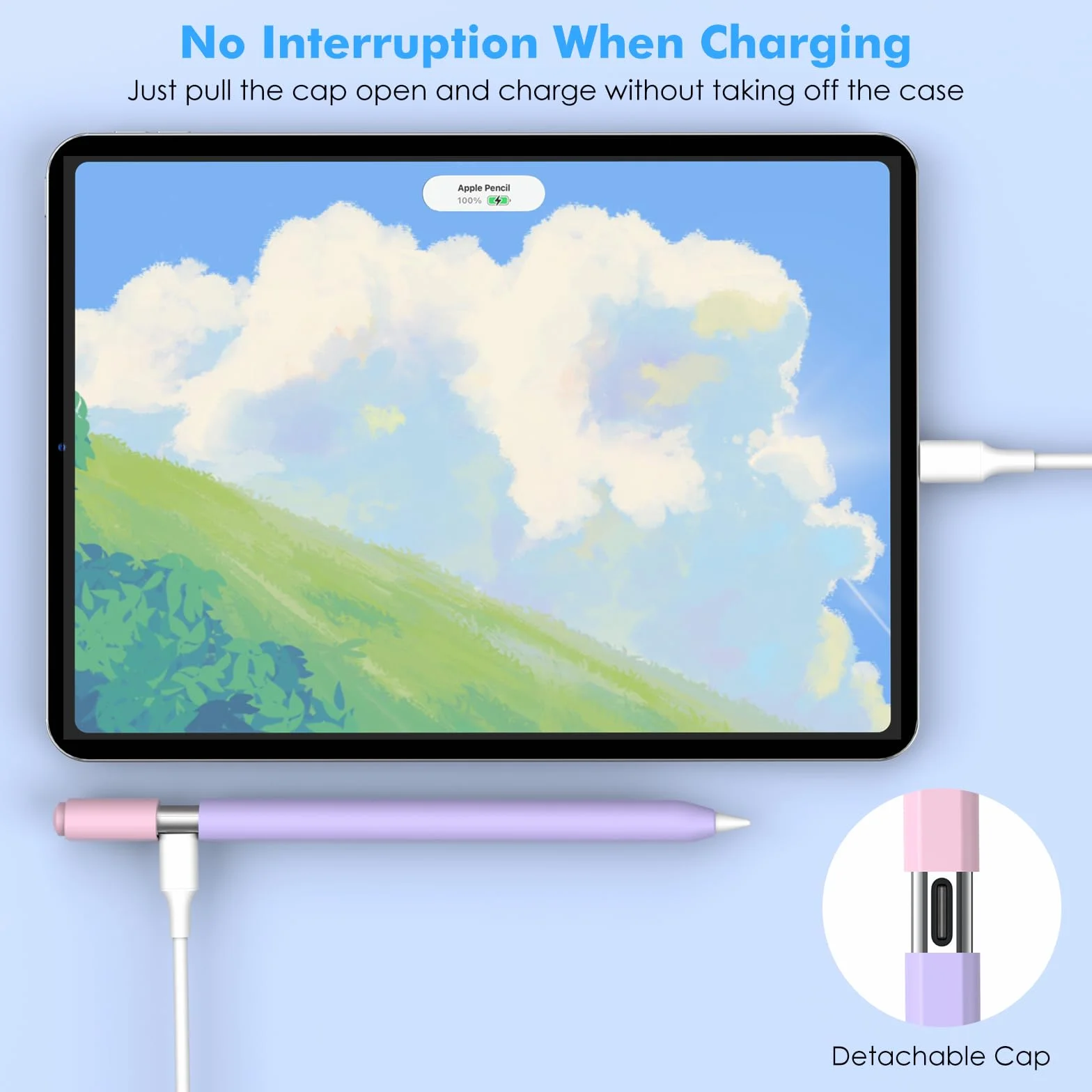 MoKo Pencil Case Compatible with Apple Pencil (USB-C), 2 Pack Silicone Apple Pencil USB C Sleeve Cover, Protective Skin Cover Holder Grip Sleeve, Support Magnetic Attachment, Green-Yellow+Purple-Pink