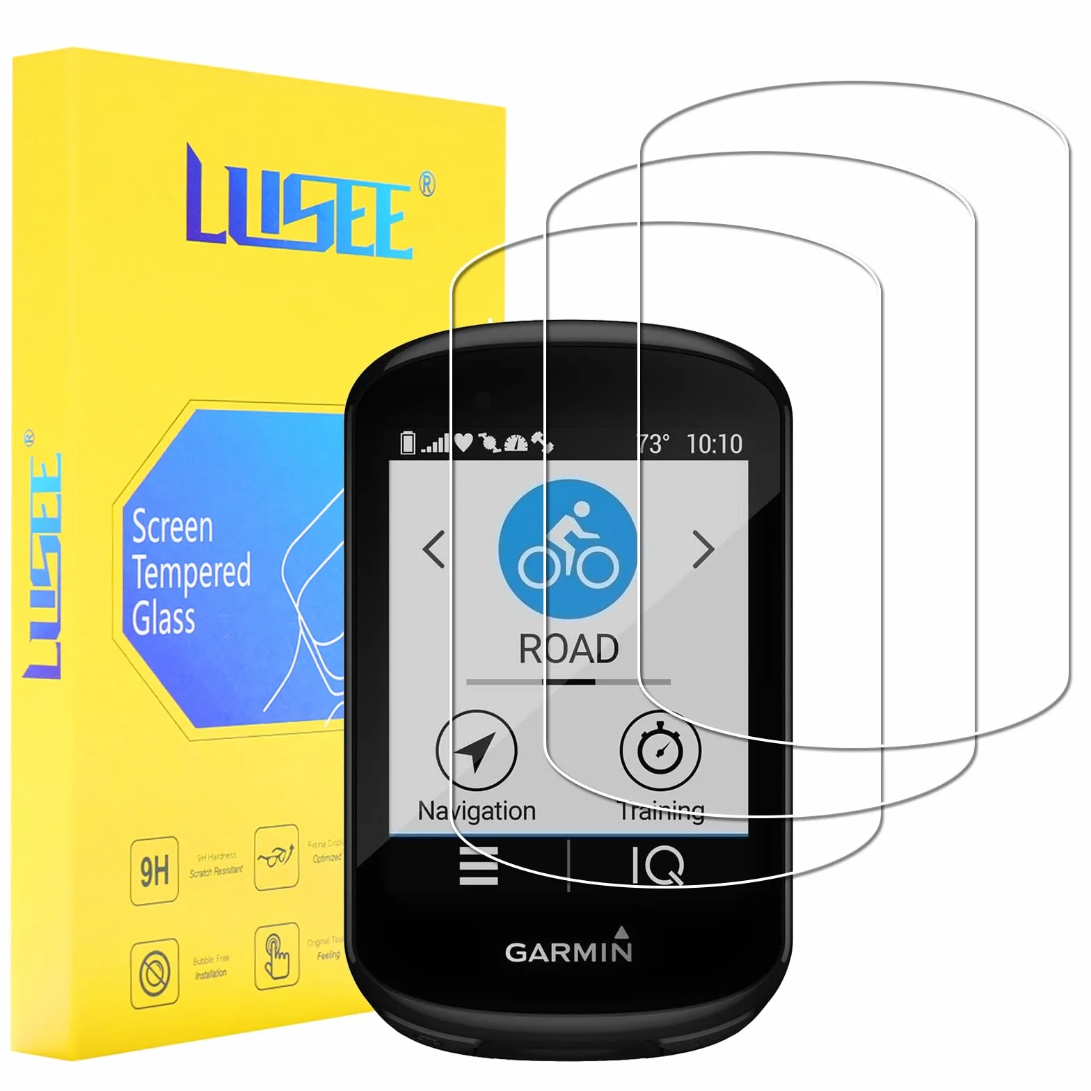 Lusee Osłona ekranu kompatybilna z Garmin Edge 540 i Garmin Edge 840 folia ochronna ze szkła hartowanego, 3-pak [odporna na zarysowania] [HD Clear] [twardość 9H] szklana osłona ekranu