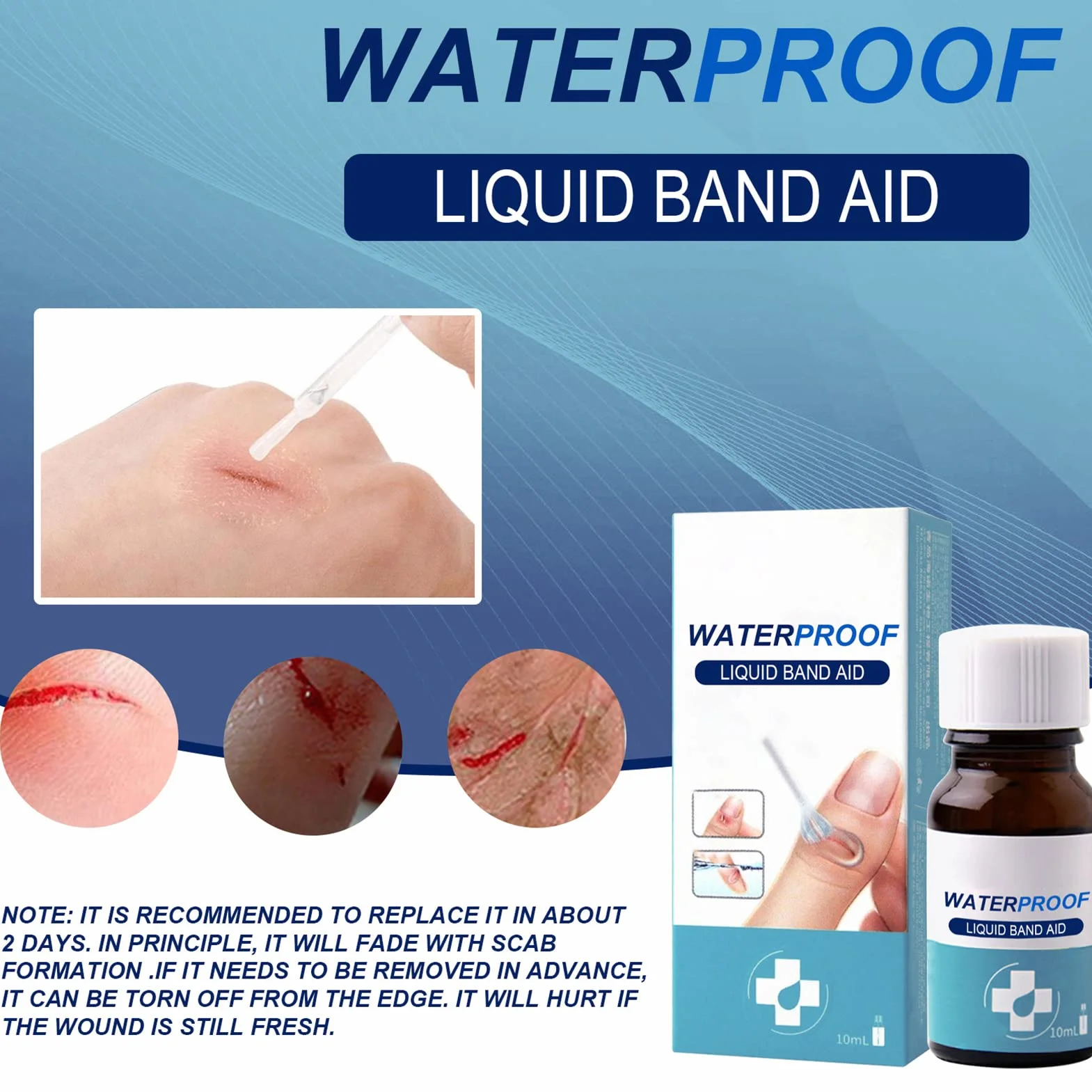 New Skin Liquid Plaster, 10 ml Wodoodporny i Oddychający Szybkoschnący Żelowy Płynny Bandaże Na Zadrapania / Pękniętej Skóry/Rany / Suche