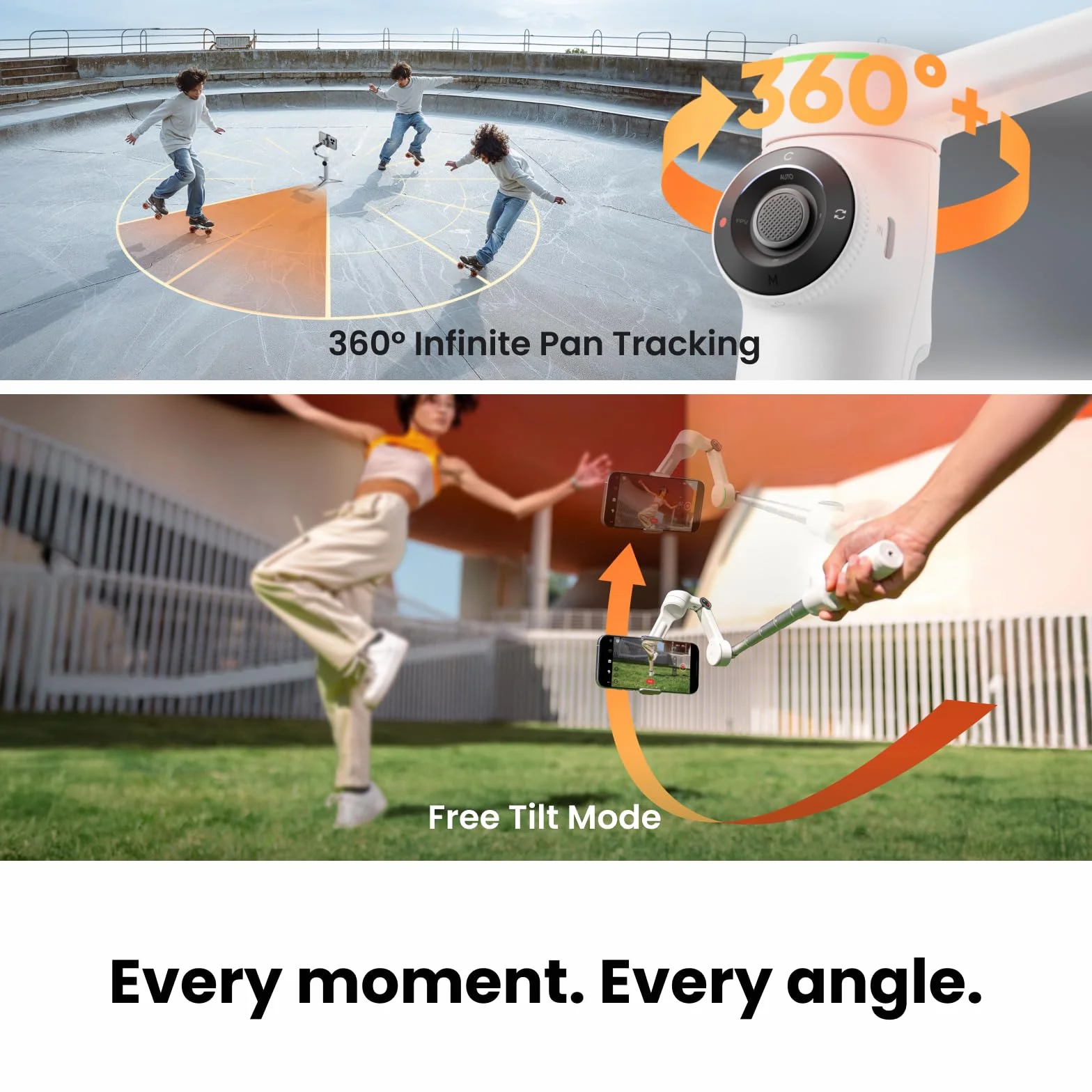 Insta360 Flow 2 Pro stabilizator gimbala do iPhone'a i Androida, AI Phone Gimbal z kijem do selfie i statywem