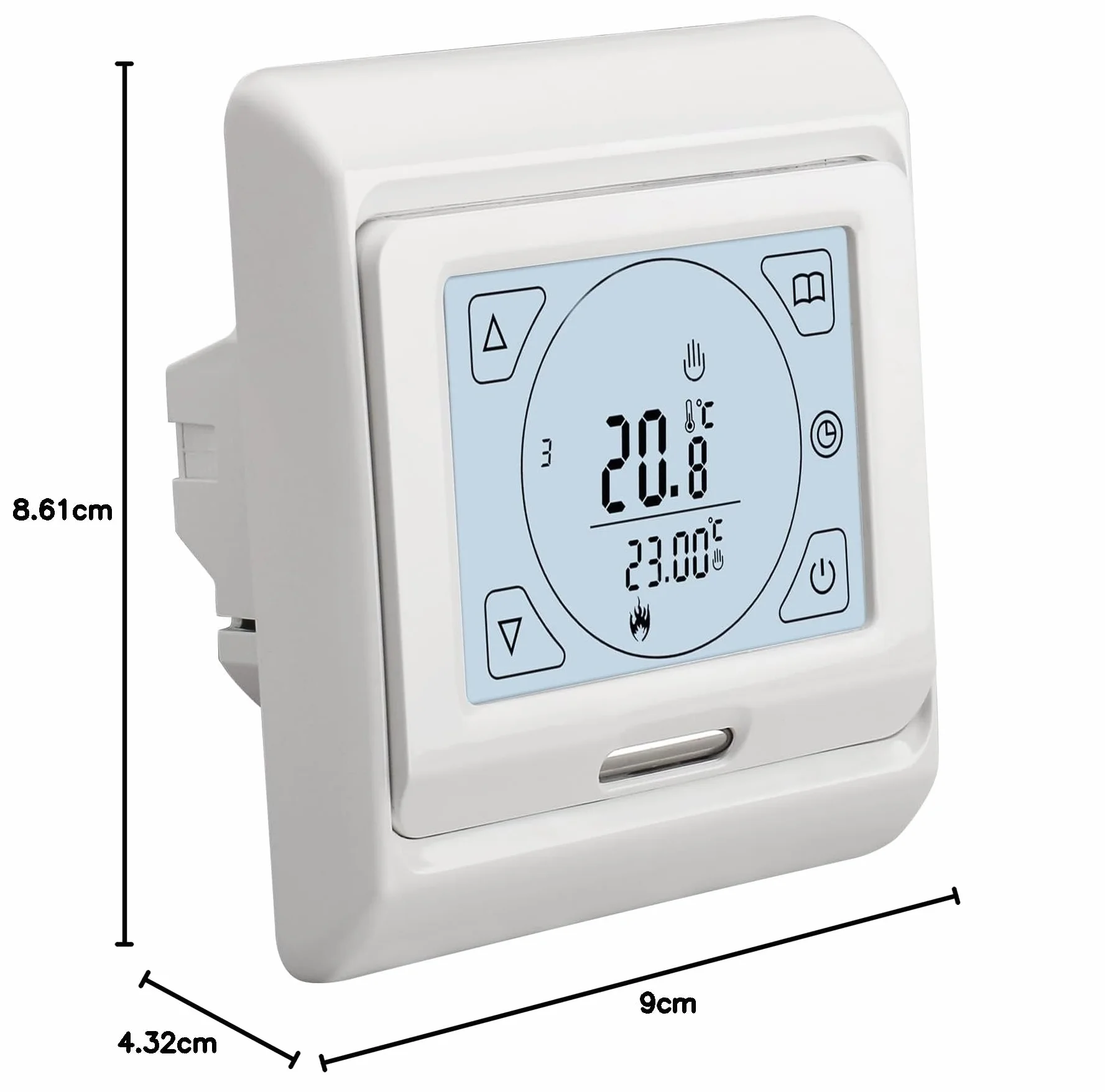 Wengart WG809 termostat pokojowy, cyfrowy wyświetlacz LCD, przyciski dotykowe, programowanie tygodniowe, wyjście 230 V 16A, odpowiedni do elektrycznych urządzeń grzewczych, z zewnętrznym czujnikiem 3m