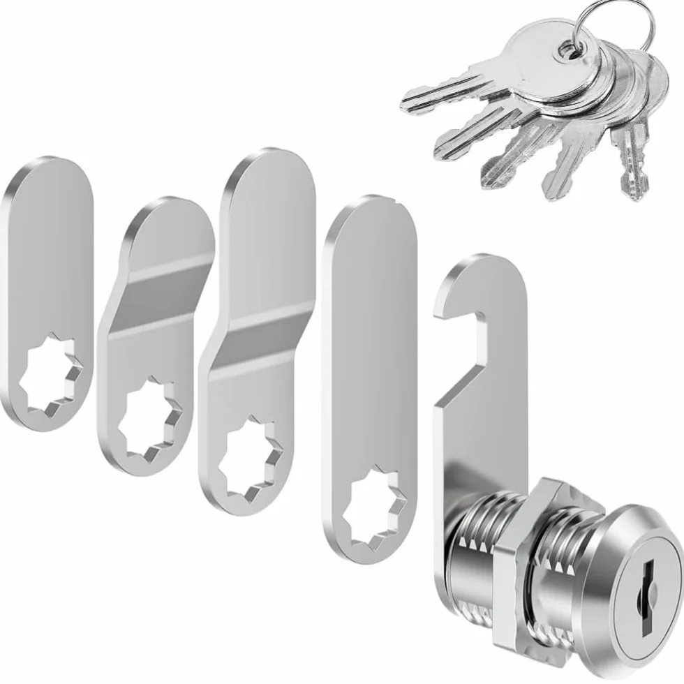 Zamek do skrzynki na listy, 5 kluczy w zestawie z 5 różnymi płytkami zamkowymi, zamkiem do skrzynki pocztowej 16 mm/20 mm, zamek do szafy, zamek dźwigniowy, zamek meblowy do szafki (20 mm)