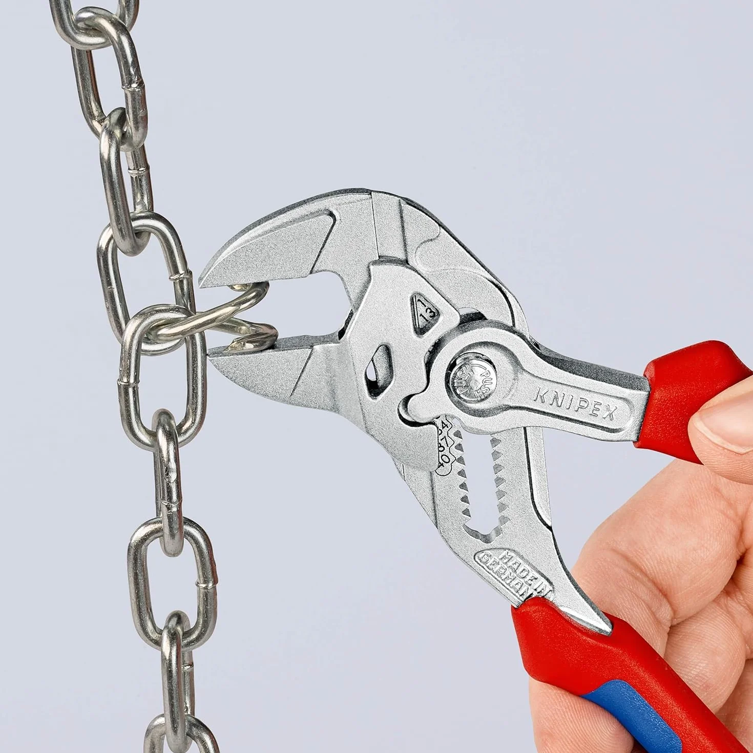 KNIPEX Szczypce-klucz szczypce i klucz w jednym narzędziu chromowany z wielokomponentowymi nasadkami, zaczep do mocowania systemu, 86 05 180 T