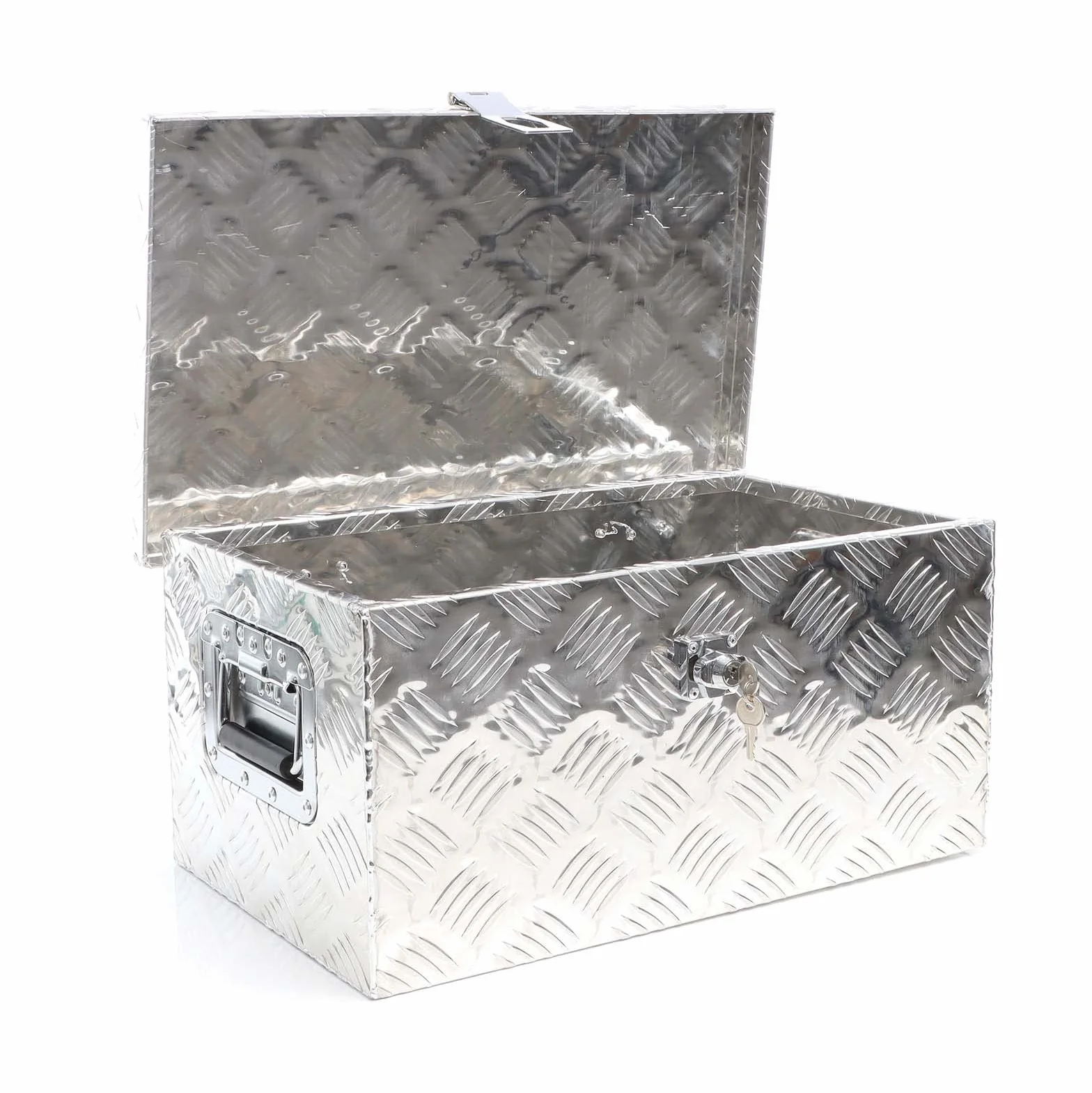 Aluminiowa skrzynka narzędziowa XPOtool 50,8x30,5x24 cm Srebrna skrzynka transportowa, skrzynka narzędziowa z kluczem, aluminiowa skrzynka z uchwytami