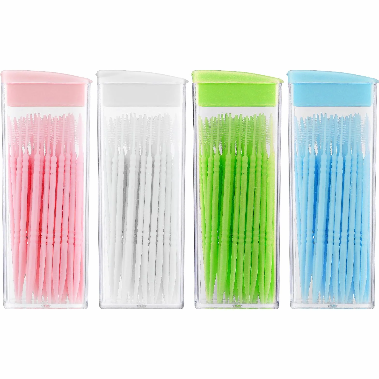 WLLHYF 200 szt. plastikowa wykałaczka z podwójną głowicą z podwójną głowicą, wykałaczki dentystyczne, nić dentystyczna międzyzębowa, szczoteczka do zębów (50 szt./pudełko)