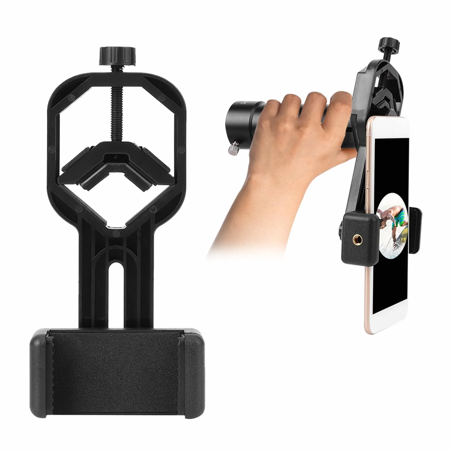 Zunate Uchwyt na adapter do telefonu komórkowego, uniwersalny uchwyt na smartfona 5 cm-9 cm do lornetki, okularów, teleskopów astronomicznych, mikroskopów