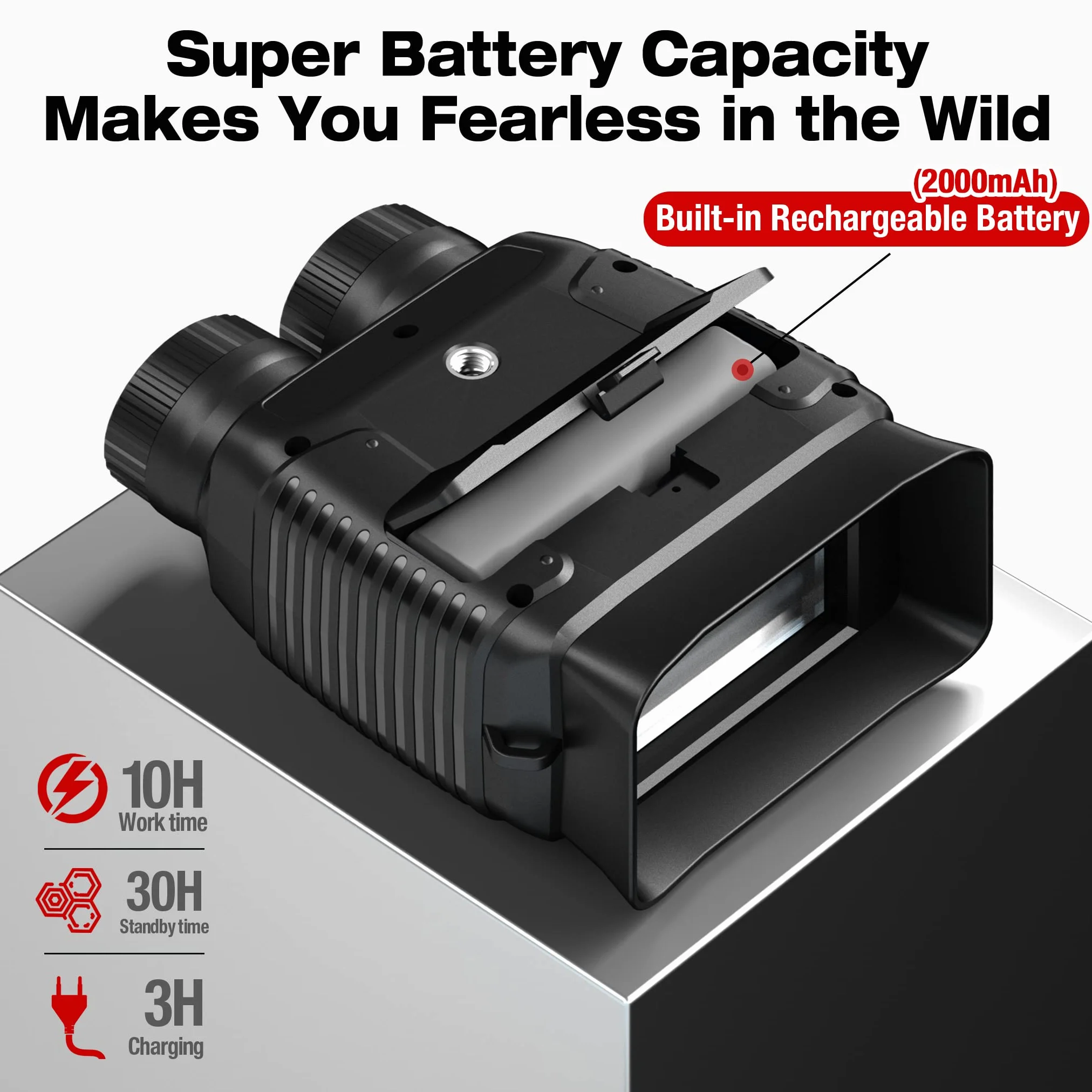 Lornetka noktowizyjna na podczerwień z cyfrowym zoomem 8X, bateria 2000 mAh, ekran TFT 2,4 cala, karta 32 GB