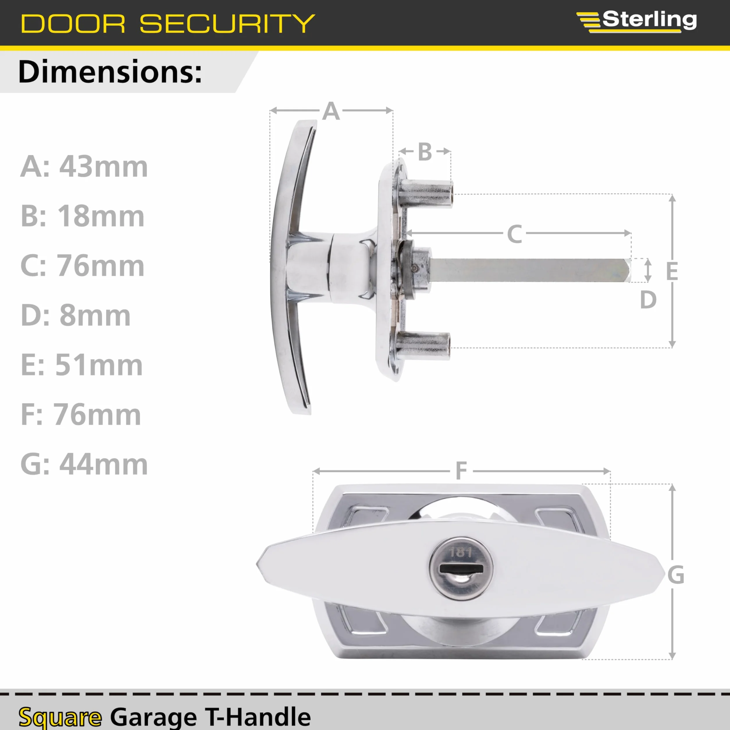 Sterling GT01 garaż uchwyt T, srebrny