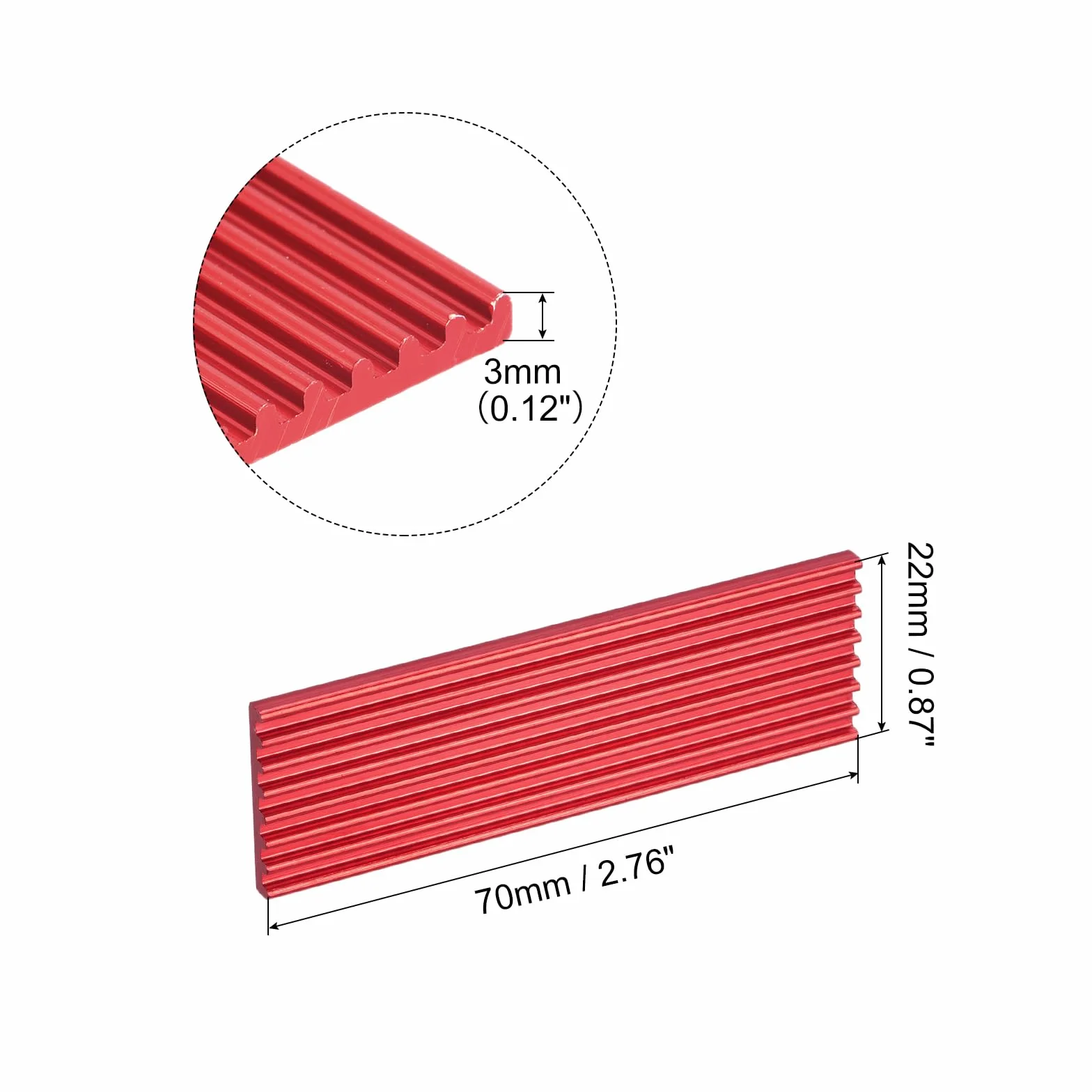 QUARKZMAN 1 opakowanie M.2 2280 Nvme SSD radiator z podkładką przewodzącą ciepło ze stopu aluminium, radiator do komputera, laptopa, 70 x 22 x 3 mm, czerwony