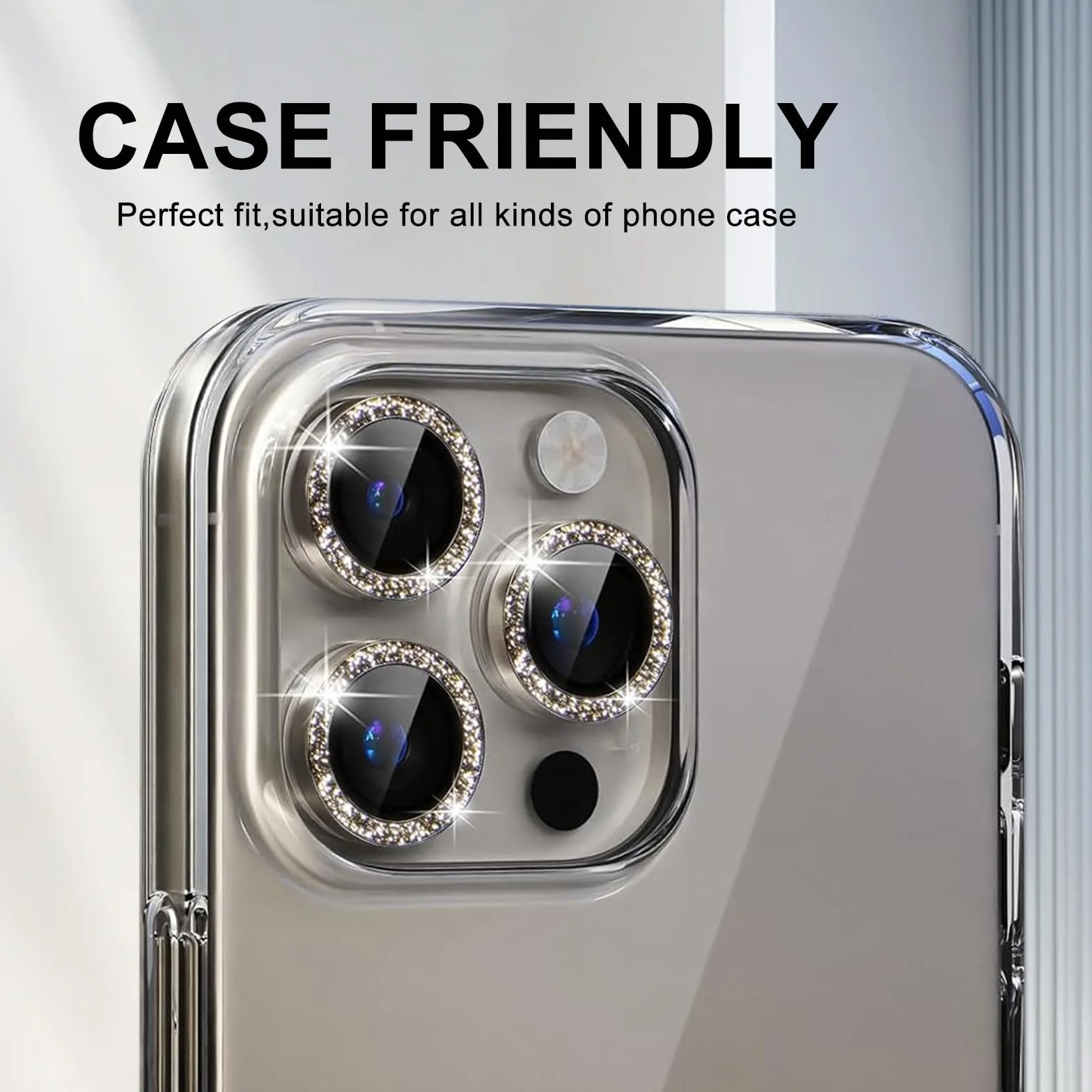 Yamobi Bling osłona obiektywu do aparatu iPhone 16 Pro Max i Pro, ochrona aparatu, szkło hartowane ze strasem, ochrona aparatu iPhone 16 Pro / Pro Max, 3 sztuki