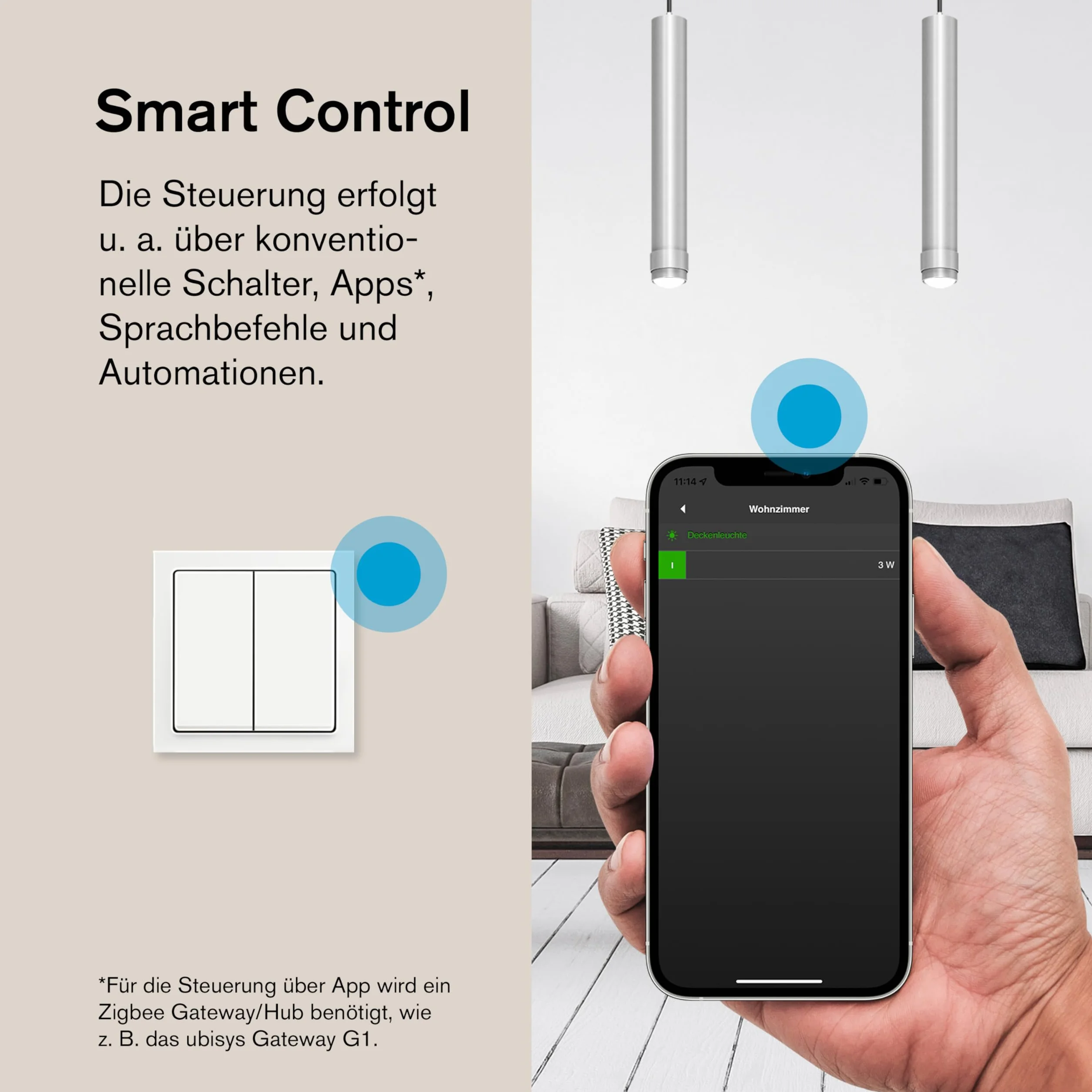 Zigbee Wyłącznik automatyczny S1: Wyłącznik radiowy do doposażenia. Do inteligentnego oświetlenia lub sterowania konsumentem w Twoim inteligentnym domu. Zestaw rozszerzający "przełącznik 3"