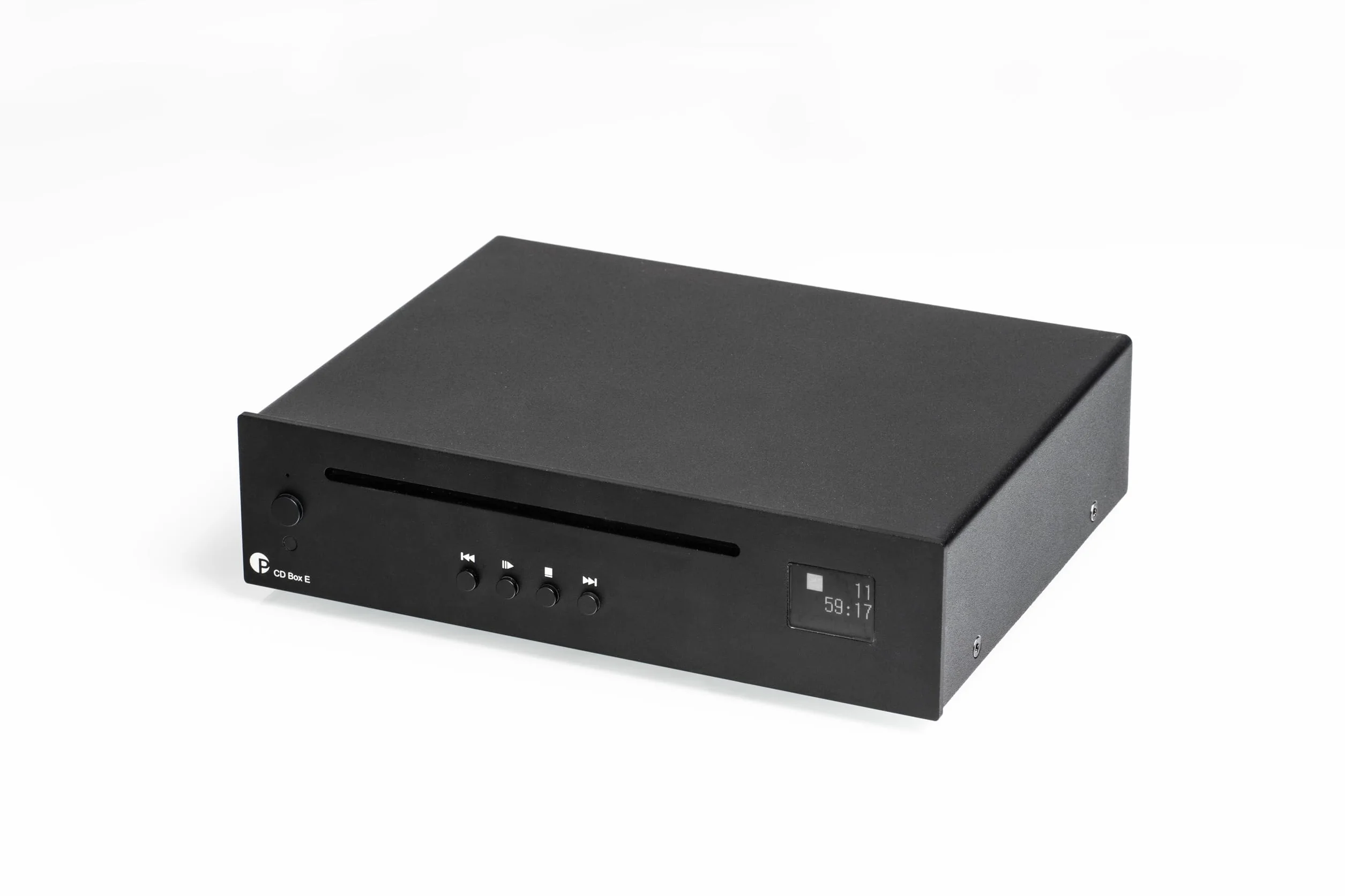 Pro-Ject CD Box E, ultra kompaktowy odtwarzacz CD dla początkujących z prawdziwym napędem CD Red Book CD-DA, czarny
