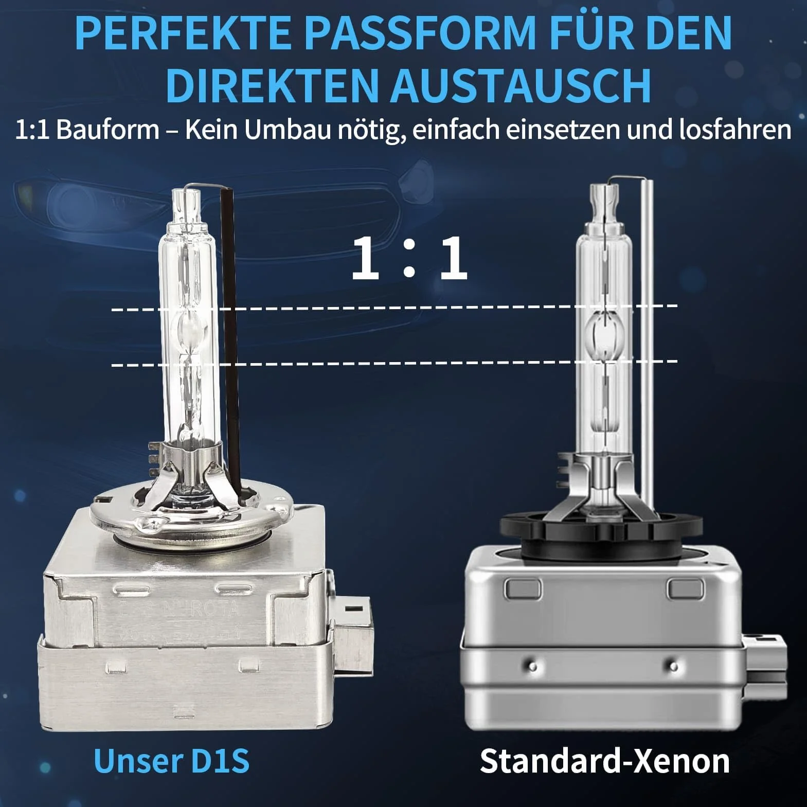 D1S Xenon Brenner Scheinwerferlampe 6000K 12V 40W – Weißes Tageslicht, CANbus Fehlerfrei, 2 Jahre Garantie