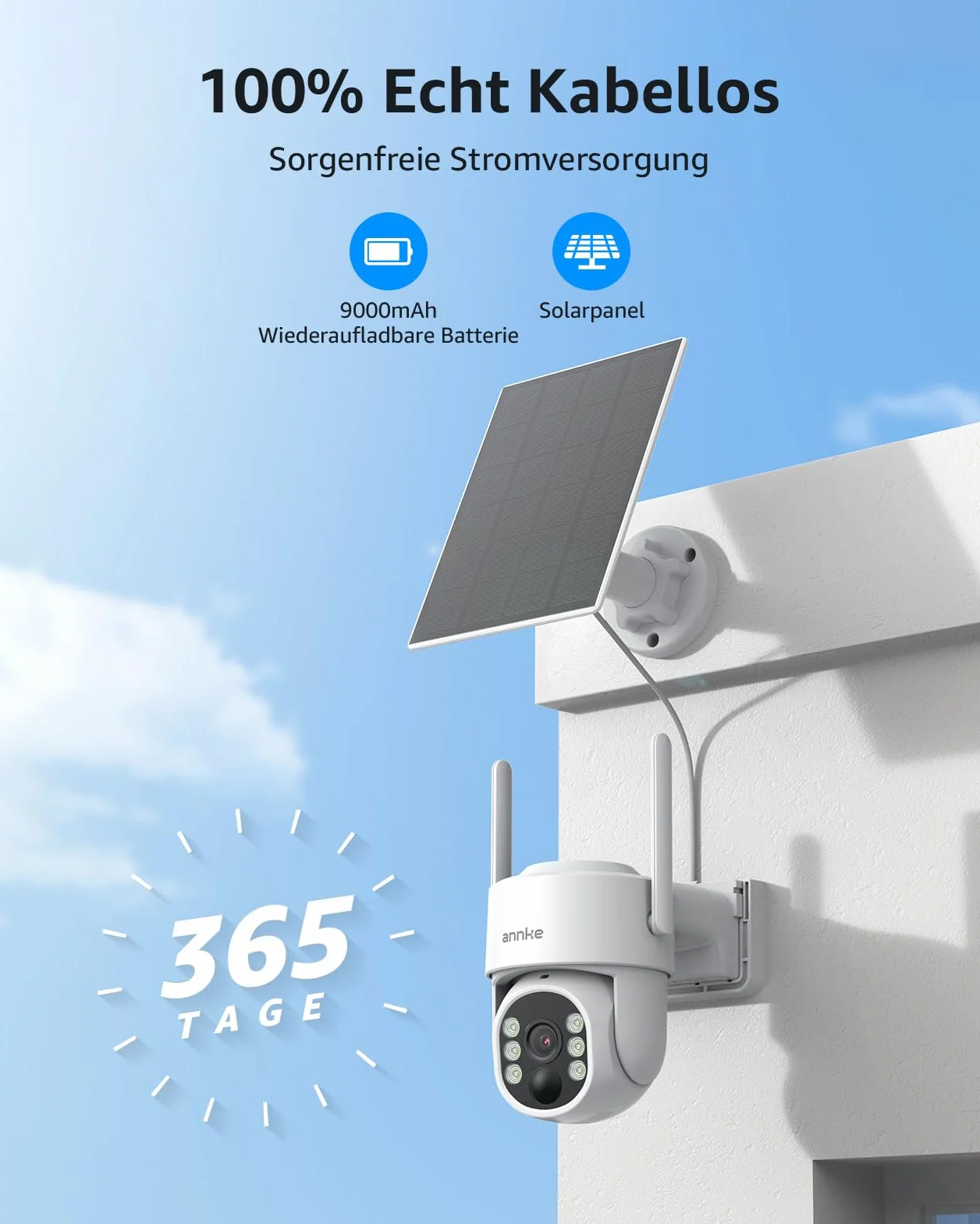 ANNKE Zewnętrzna kamera monitoringowa z monitorem 4CH 7", 2 x 4 MP PT kamera do monitoringu, zewnętrzna bateria solarna, obracanie o 270°, nachylenie 90°, 2-drożne audio, noktowizor, rozpoznawanie