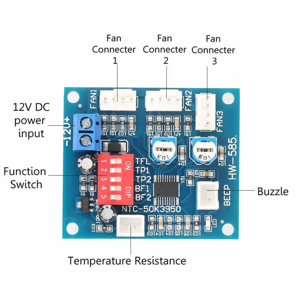 Moduł PWM Kontrolera Wentylatora 12V DC Sterownik Prędkości 4-Przewodowy