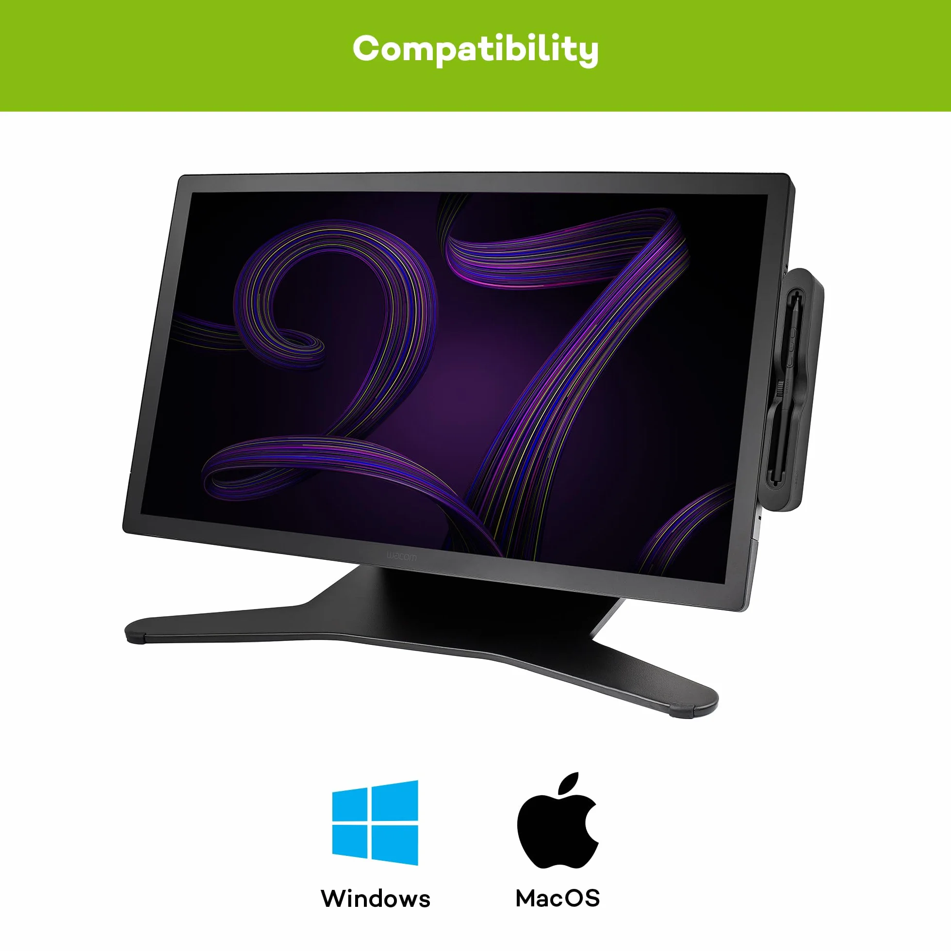 Wacom Tablet graficzny Cintiq Pro 27 (bez podsatwki) - 4K, wielodotykowy wyświetlacz 26,9 cala, HDR Gamma, certyfikat Pantone SkinToneTM Validated, 99% kolorów Adobe RGB pióro Wacom Pro Pen 3