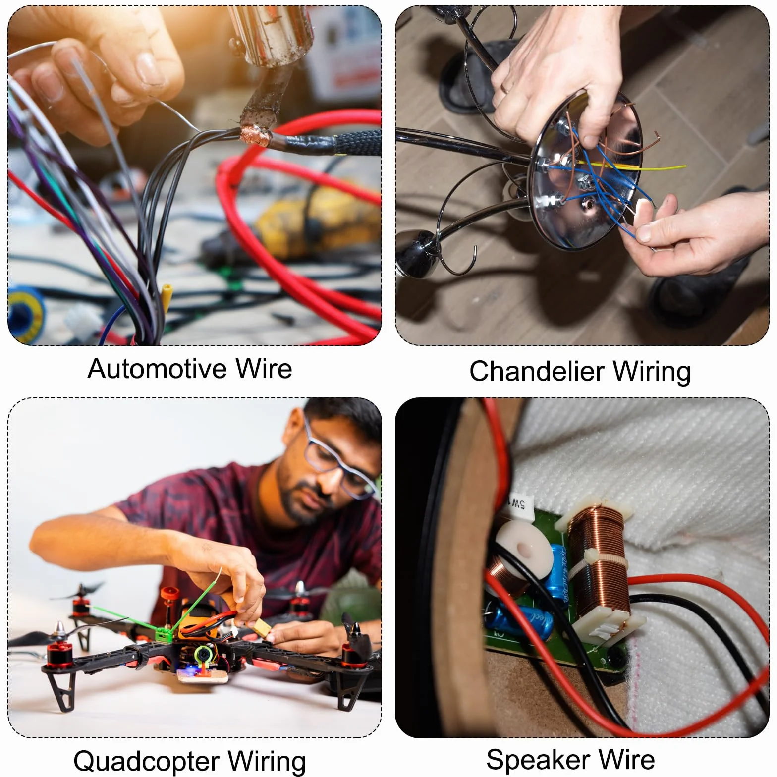 QUARKZMAN 30 rozstaw kół, silikonowy drut, 30 AWG, przewód elektryczny, elastyczny, ocynkowany, drut miedziany, drut hakowy, 7 kolorów, 3,0 m, do modeli samochodów, urządzeń elektrycznych, 7 szt