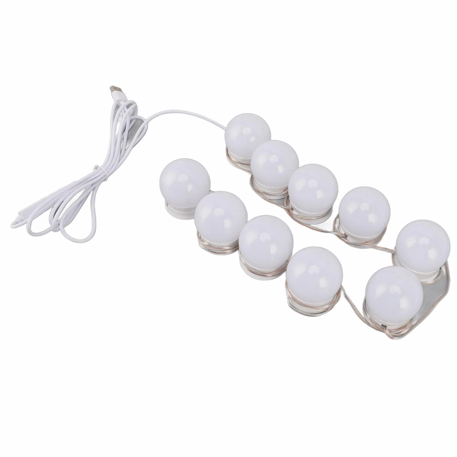 Lampki Toaletkowe LED z 10 ściemnialnymi żarówkami, Lampki Toaletkowe w Stylu Hollywoodzkim, Regulowane Białe i Jasne światła Lustrzane USB, Przyklejane do Makijażu, Garderoby,