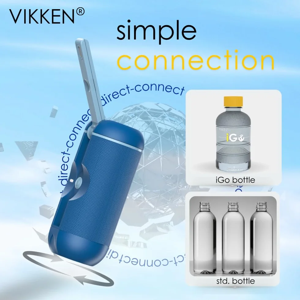 VIKKEN® 250ml iGo X Przenośny Bidet Podróżny USB-Typ C Elektryczny, Nadładowalny, Ręczny Spryskiwacz do Higieny Osobistej dla Kobiet i Mężczyzn, Niebieski