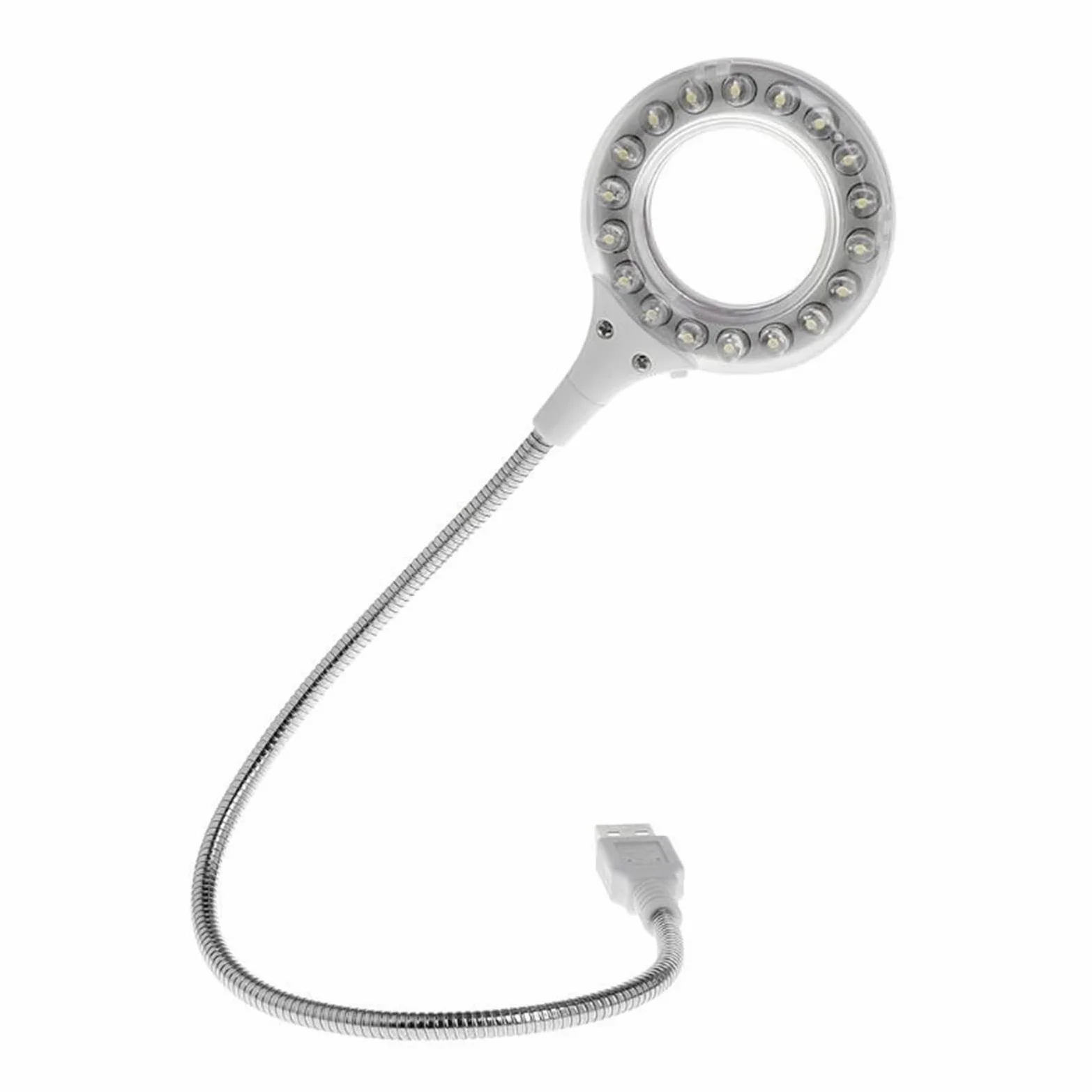 YSJNGF Lampy stołowe gadżety USB Pierścień LED LED Lampka USB biurka stołowa 5V jasna żarówka elastyczna gęsień Regulowany kąt odczytu Camping Laptop Lampy (kolor: biały)