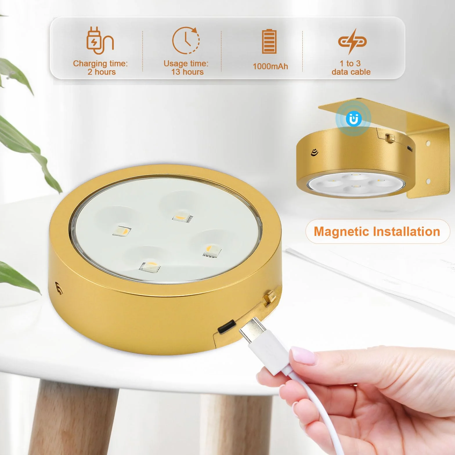Bezprzewodowa lampa do zdjęć LED, 6 sztuk, ładowana przez USB, złota ramka na zdjęcia, z pilotem zdalnego sterowania, oświetlenie darta, magnetyczna lampa z timerem