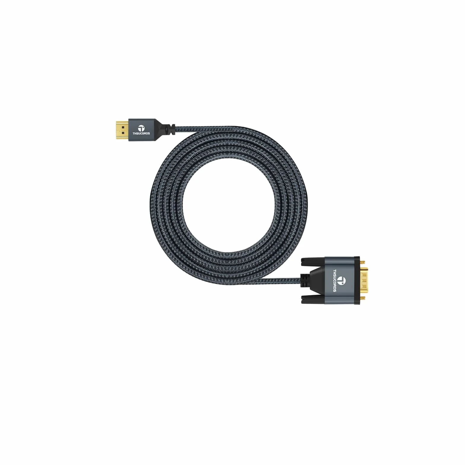 Thsucords Pleciony Kabel HDMI na VGA 1M (Męski na Męski), Kompatybilny z komputerem, laptopem, monitorem, projektorem